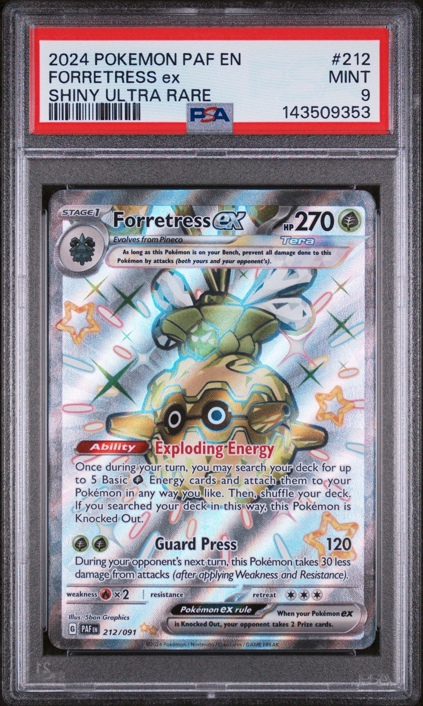 2024 Pokemon Paf En-paldean Fates 212 Forretress Ex Shiny Ultra Rare PSA 9