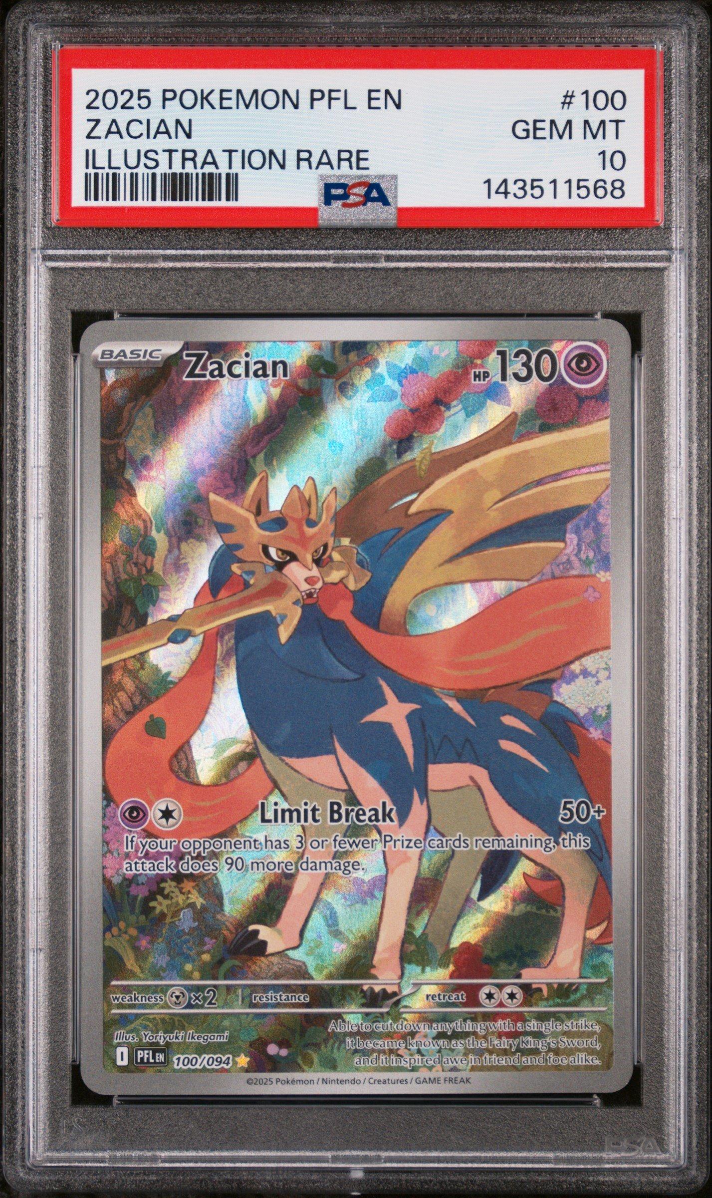 2025 Pokemon Pfl En-phantasmal Flames 100 Zacian Illustration Rare