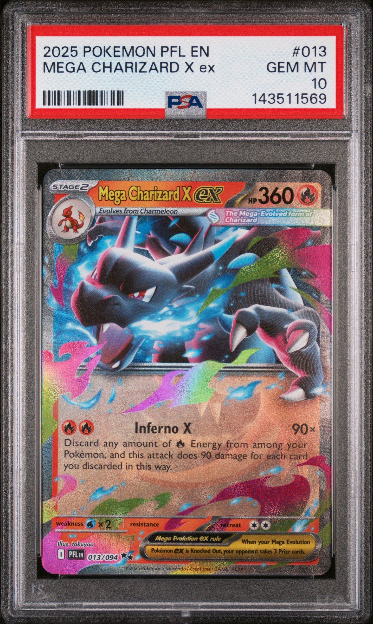 2025 Pokemon Pfl En-phantasmal Flames 013 Mega Charizard X Ex PSA