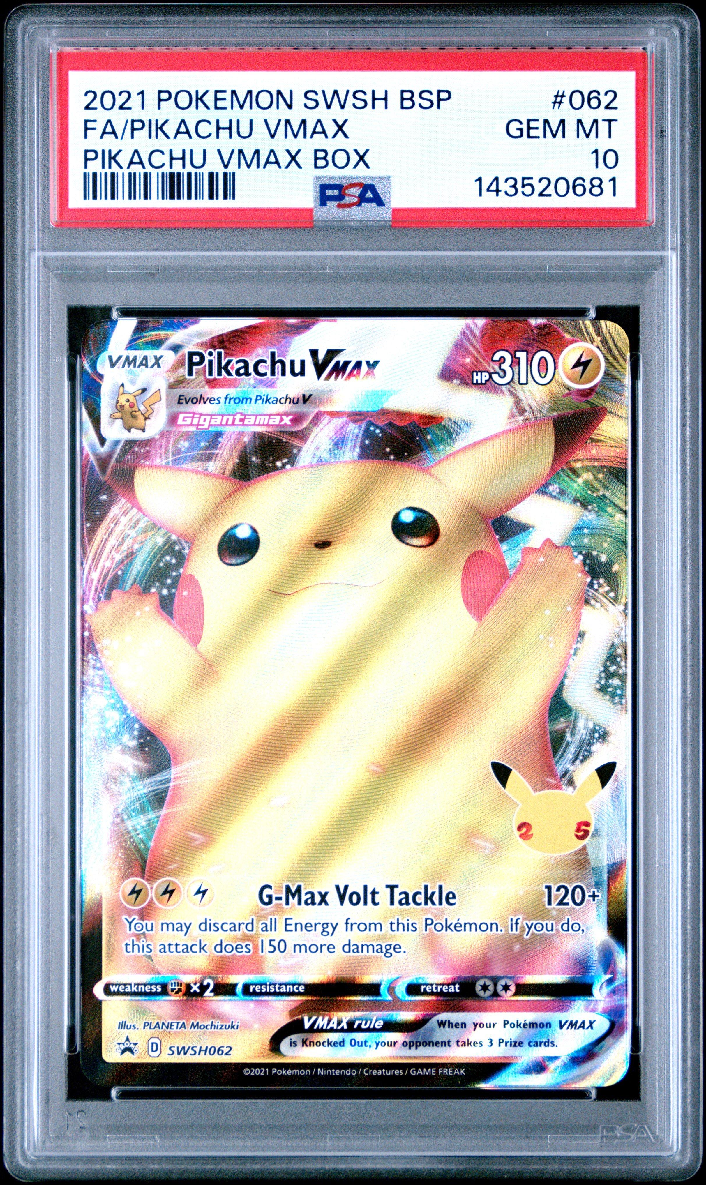 2021 Pokemon Swsh Black Star Promo 062 Full Art/pikachu Vmax