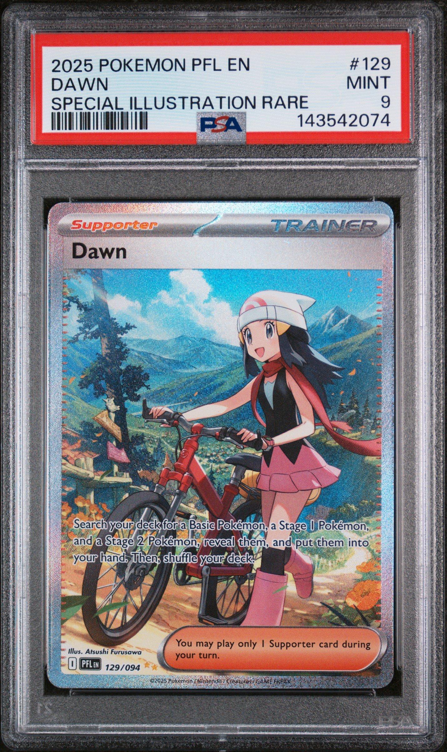 2025 Pokemon Pfl En-phantasmal Flames 129 Dawn Special Illustration Rare PSA