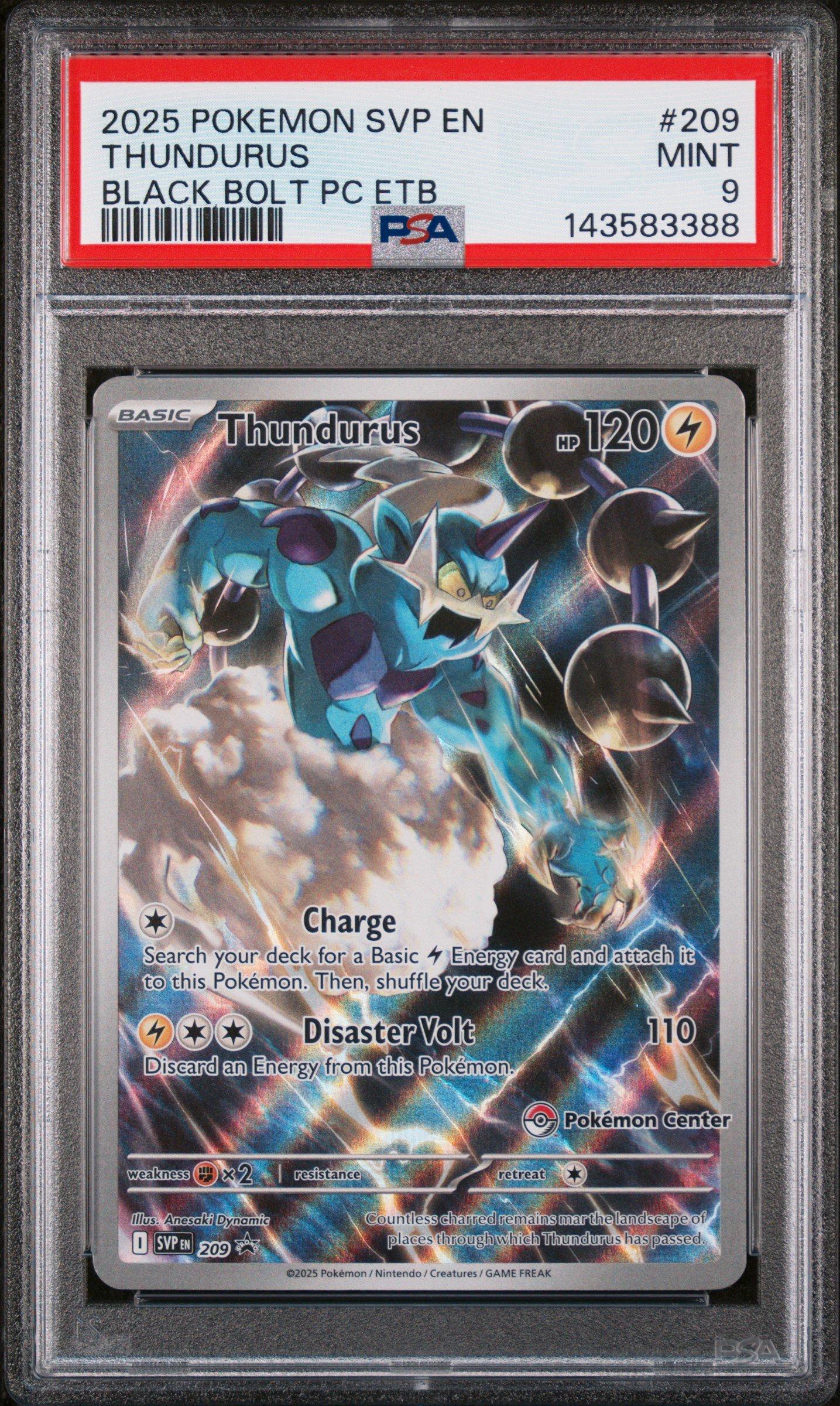 pokemon thundurus card 2025 Pokemon Svp En-sv Black Star Promo 209 Thundurus Black Bolt Pokemon  Center Elite Trainer Box PSA 9 Graded Card