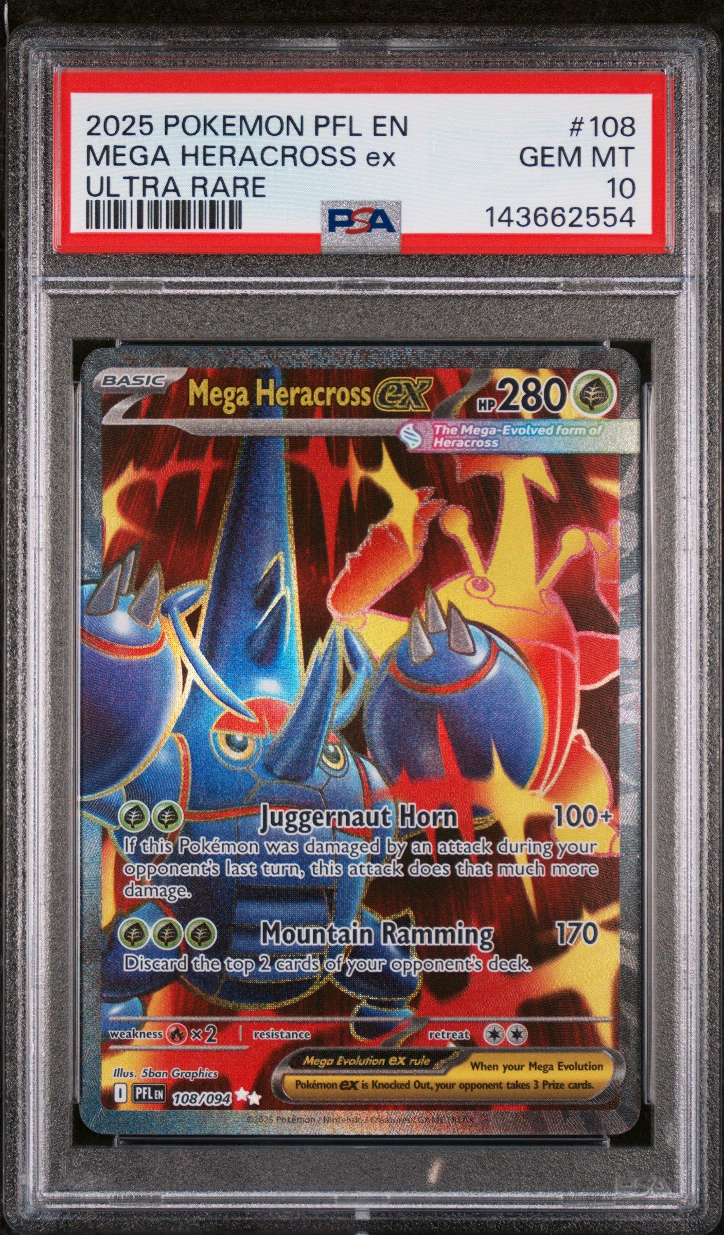 2025 Pokemon Pfl En-phantasmal Flames 108 Mega Heracross Ex Ultra