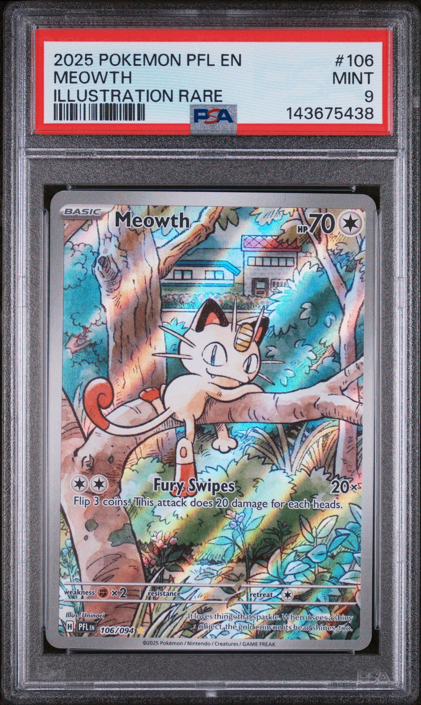 2025 Pokemon Pfl En-phantasmal Flames 106 Meowth Illustration Rare PSA 9  Graded Card | GameStop