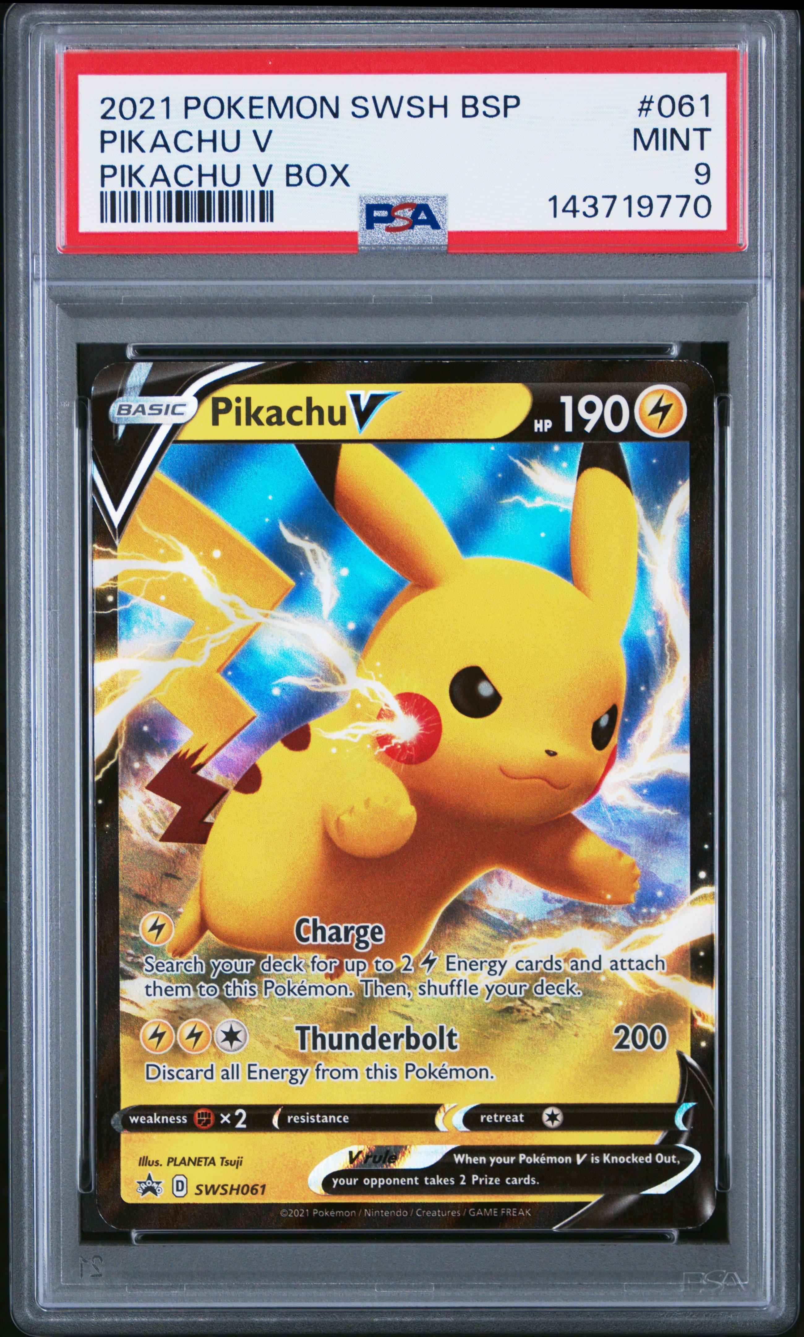 2021 Pokemon Swsh Black Star Promo 061 Pikachu V Pikachu V Box PSA