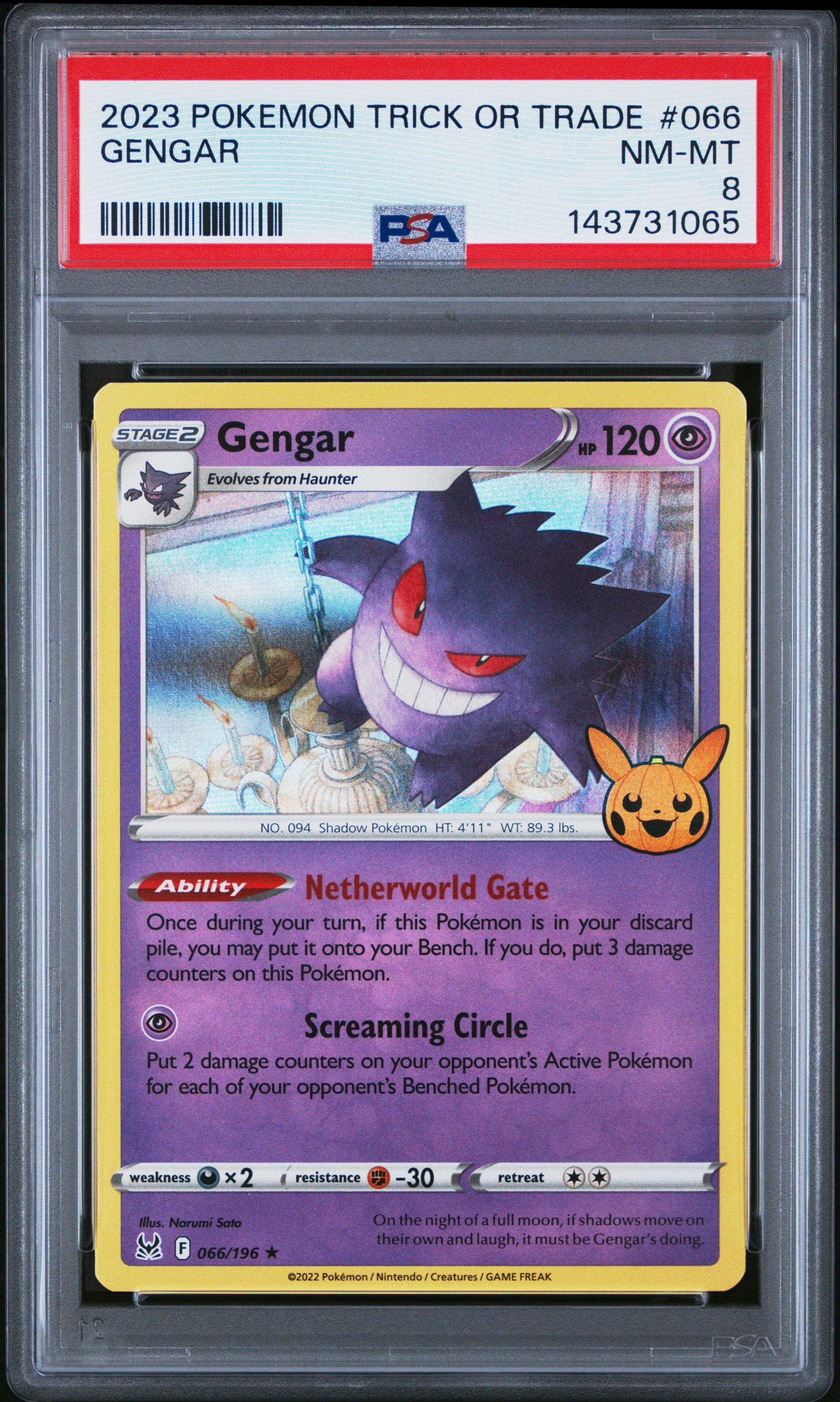 2023 Pokemon Trick Or Trade 066 Gengar PSA 8 Graded Card | GameStop