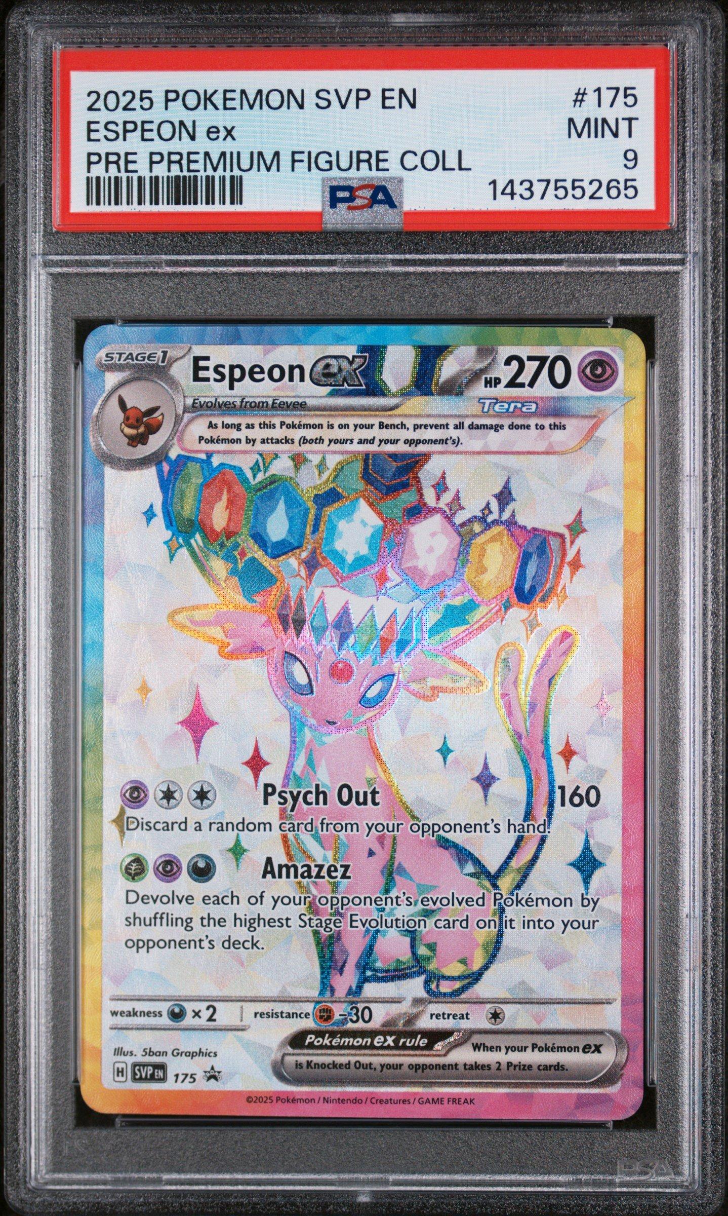 2025 Pokemon Svp En-sv Black Star Promo 175 Espeon Ex Prismatic Evolutions  Premium Figure Collection PSA 9