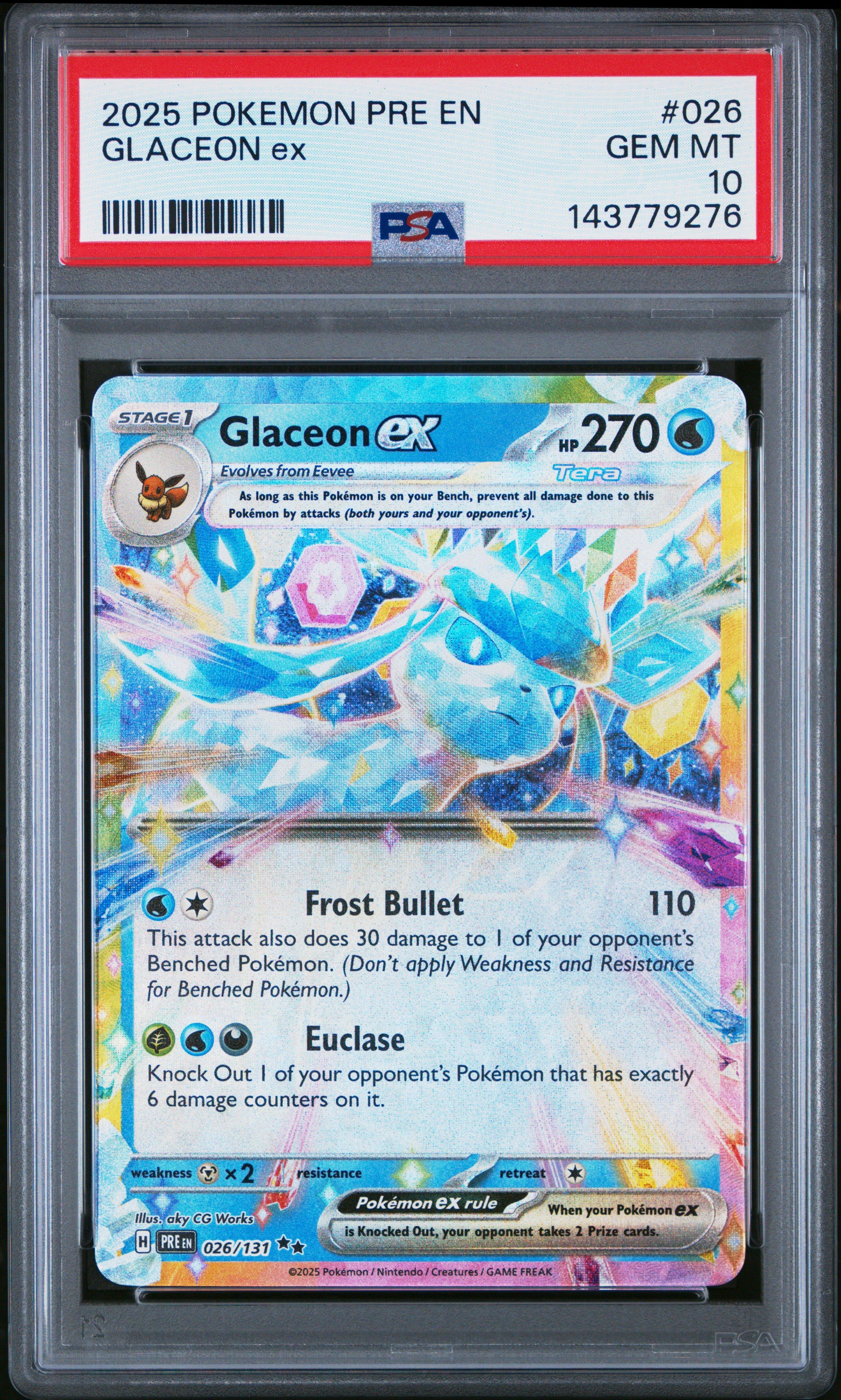 2025 Pokemon Pre En-prismatic Evolutions 026 Glaceon Ex PSA 10
