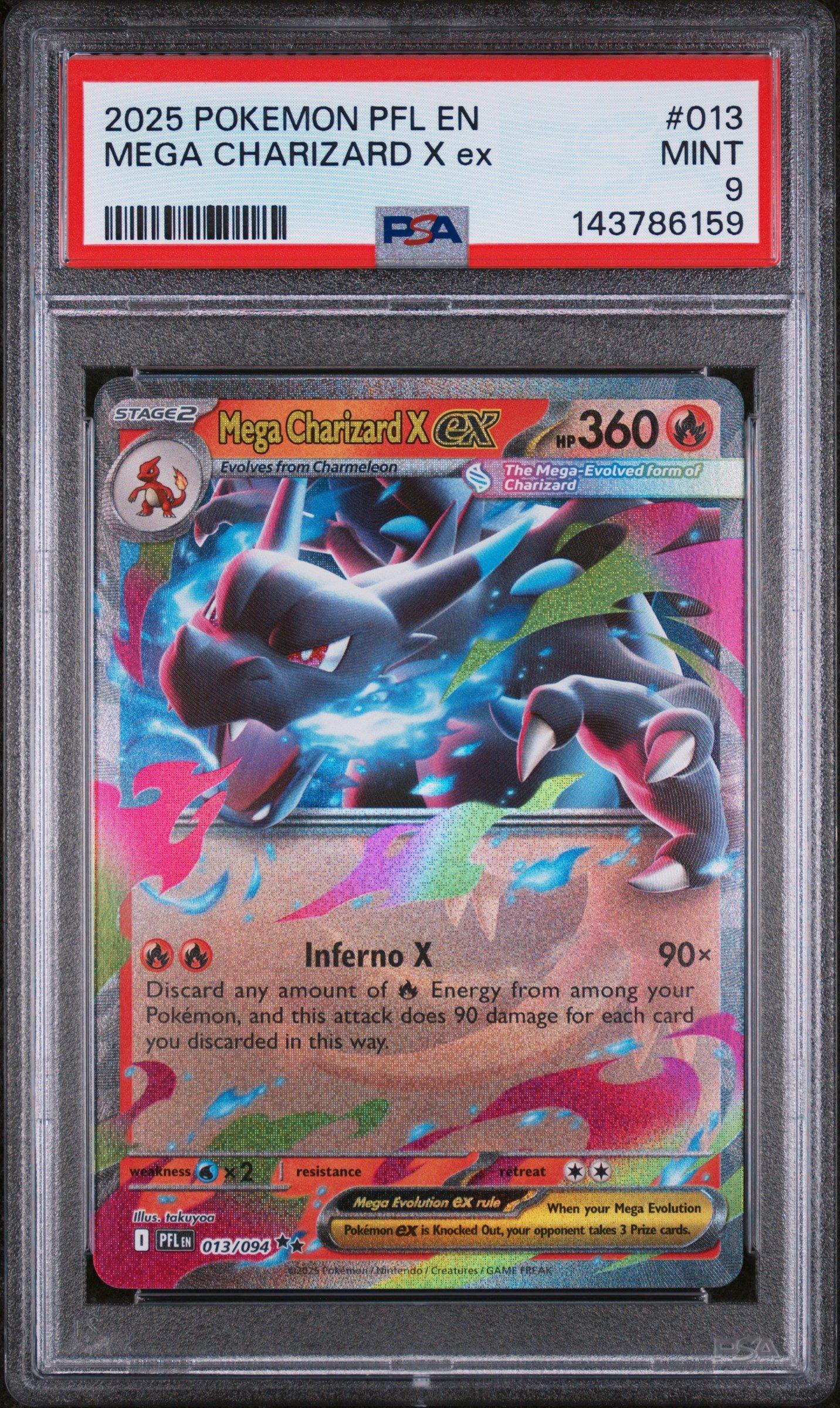 2025 Pokemon Pfl En-phantasmal Flames 013 Mega Charizard X Ex PSA 