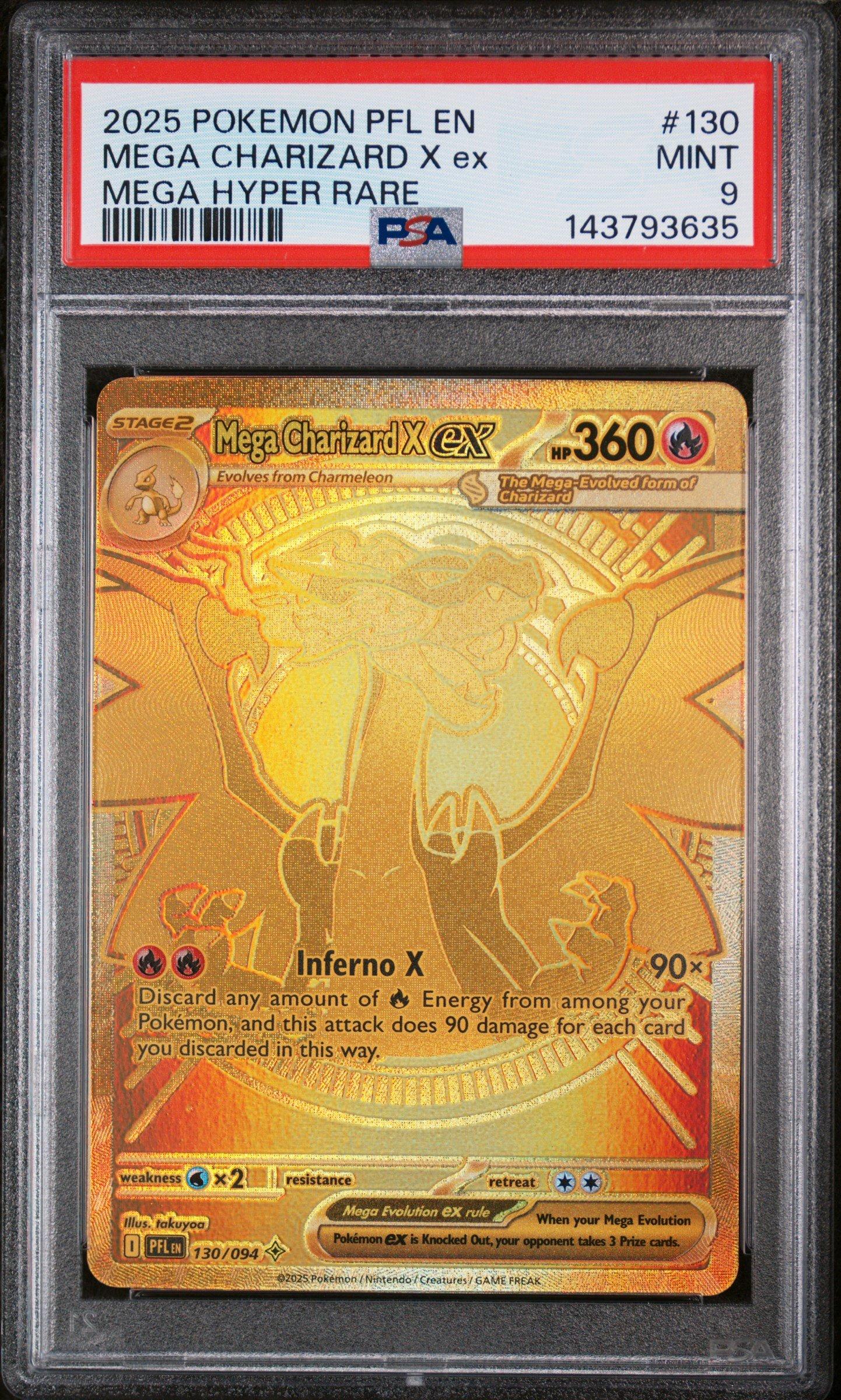 2025 Pokemon Pfl En-phantasmal Flames 130 Mega Charizard X Ex Mega