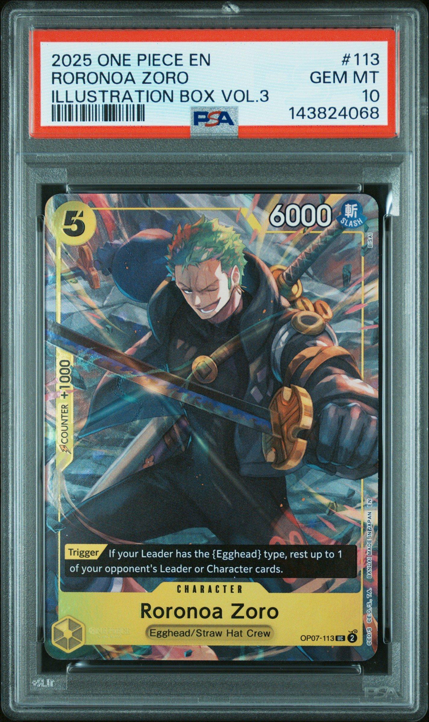 2025 One Piece Promos 113 Roronoa Zoro Illustration Box Vol.3 PSA