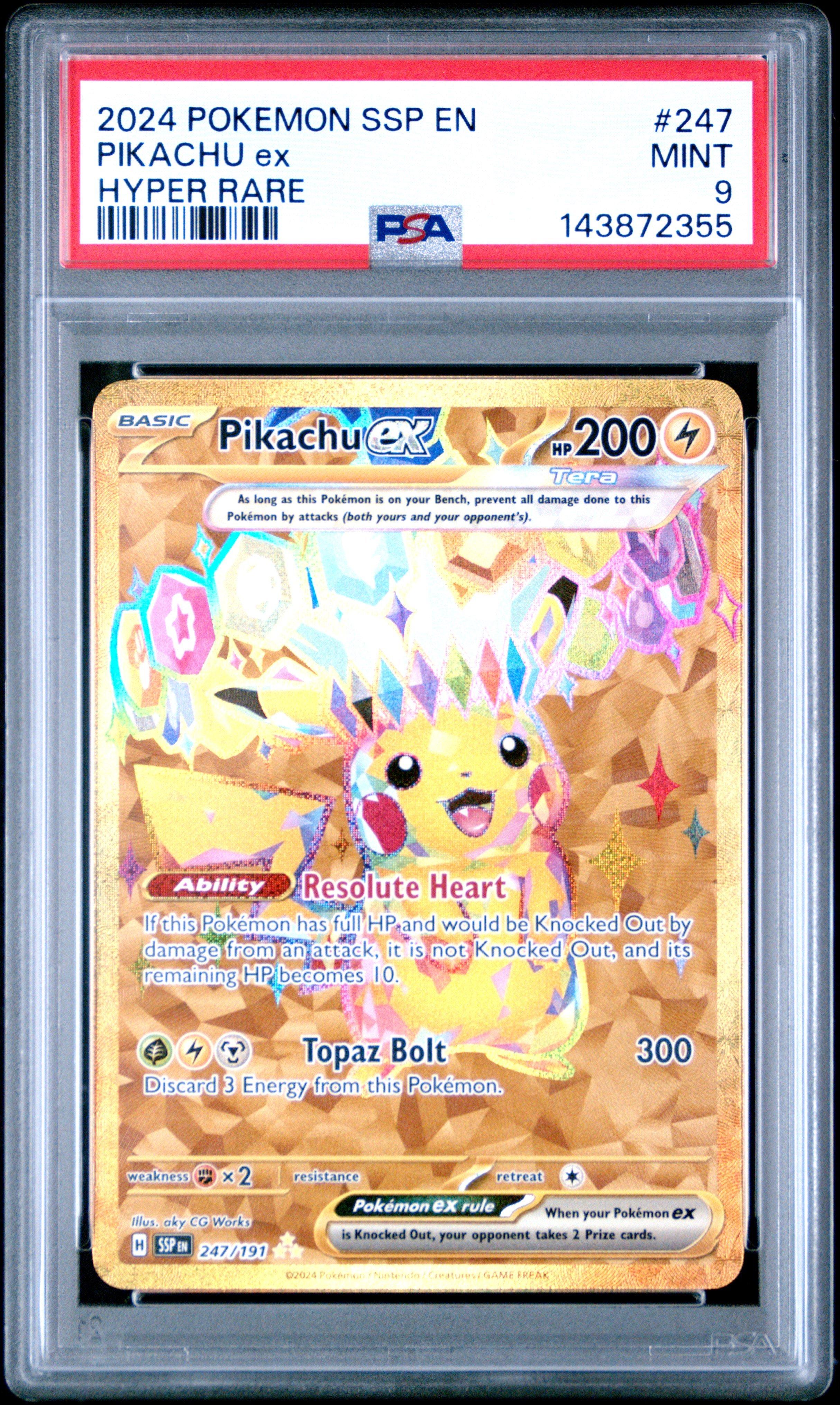 2024 Pokemon Ssp En-surging Sparks 247 Pikachu Ex Hyper Rare PSA 9
