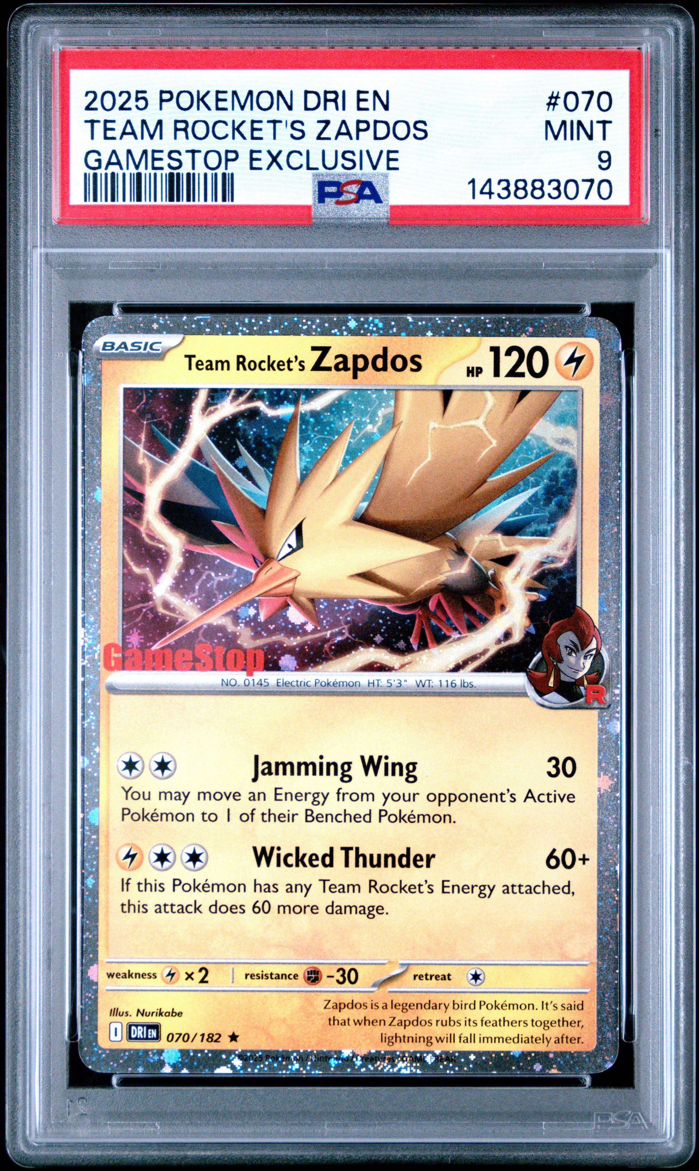 2025 Pokemon Dri En-destined Rivals 070 Team Rocket's Zapdos