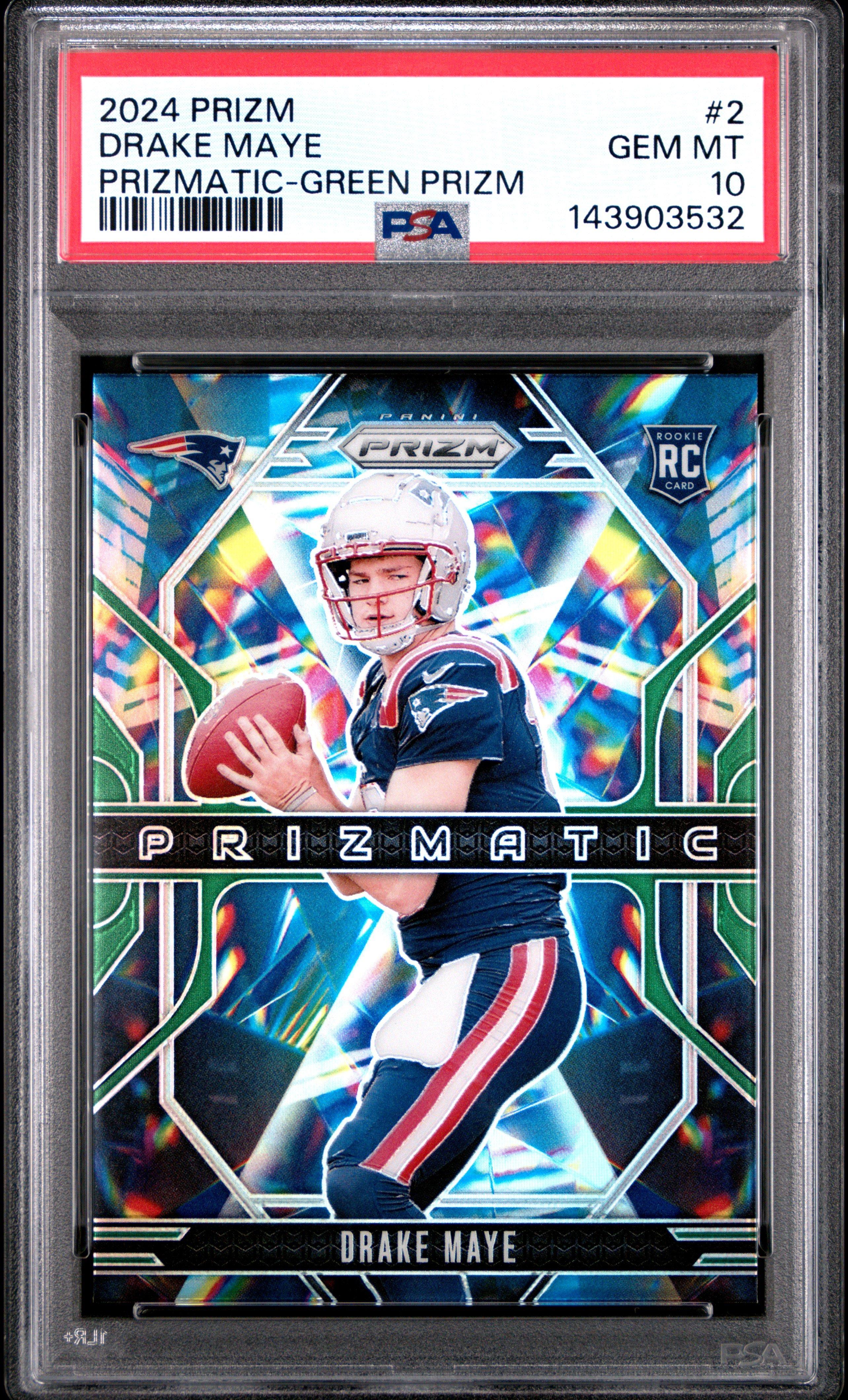 2024 Panini Prizm Prizmatic 2 Drake Maye Green Prizm PSA 10 Graded