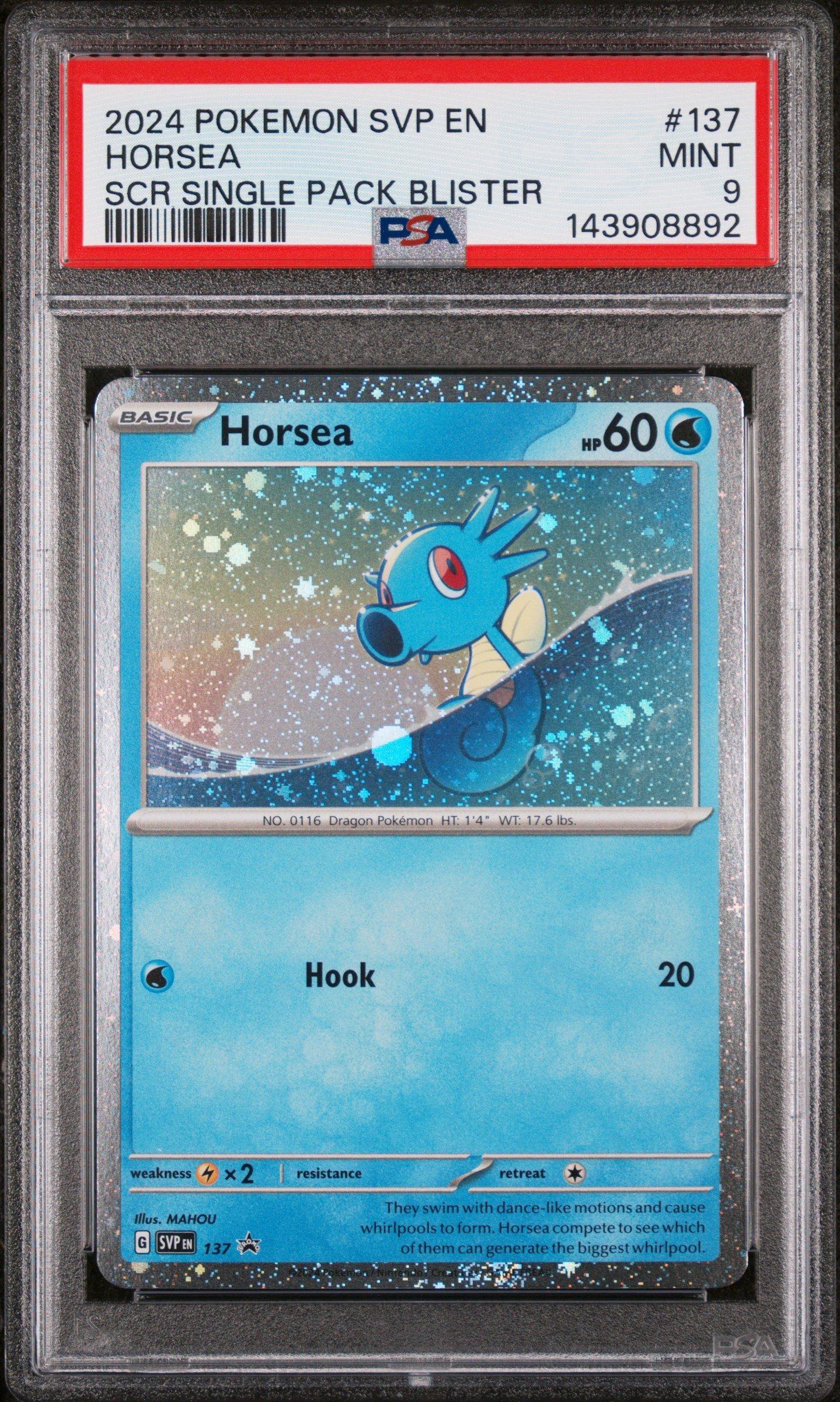 2024 Pokemon Svp En-sv Black Star Promo 137 Horsea Stellar Crown Single Pack Blister PSA 9