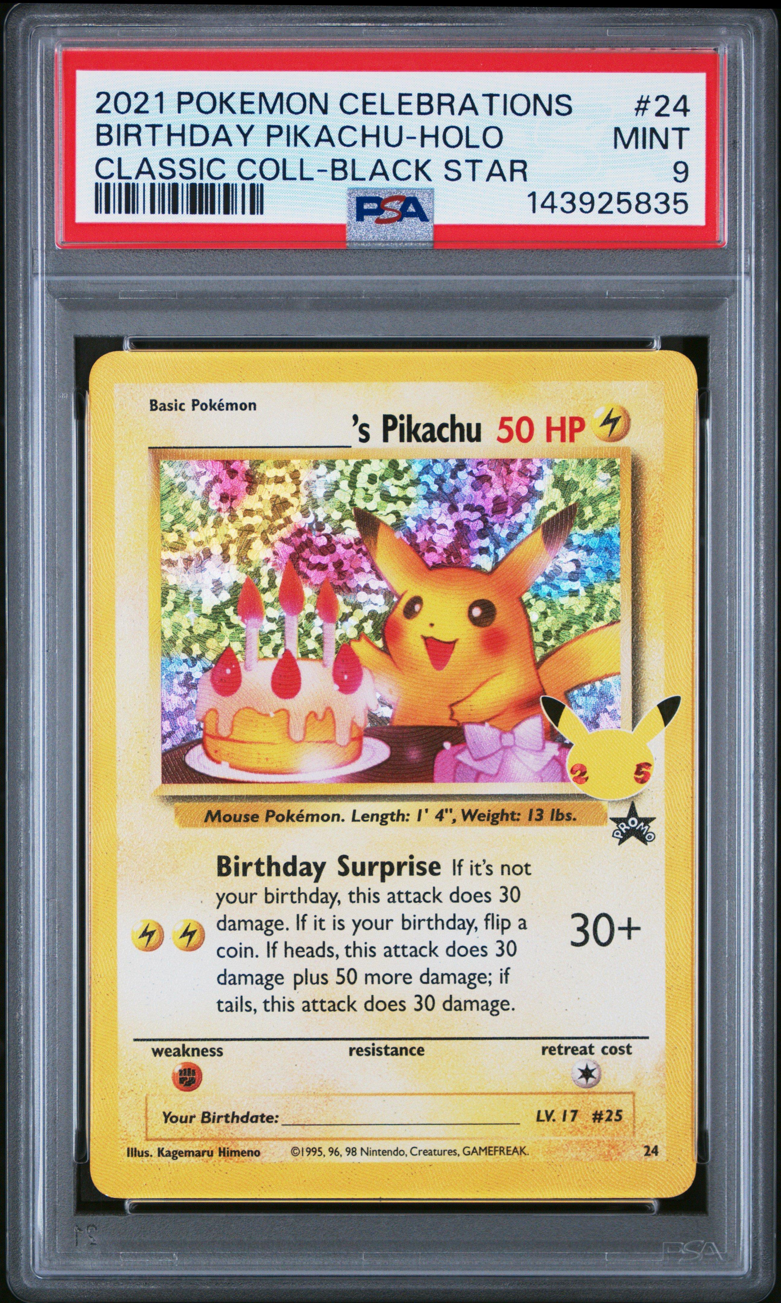 2021 Pokemon Celebrations Classic Collection 24 Birthday Pikachu