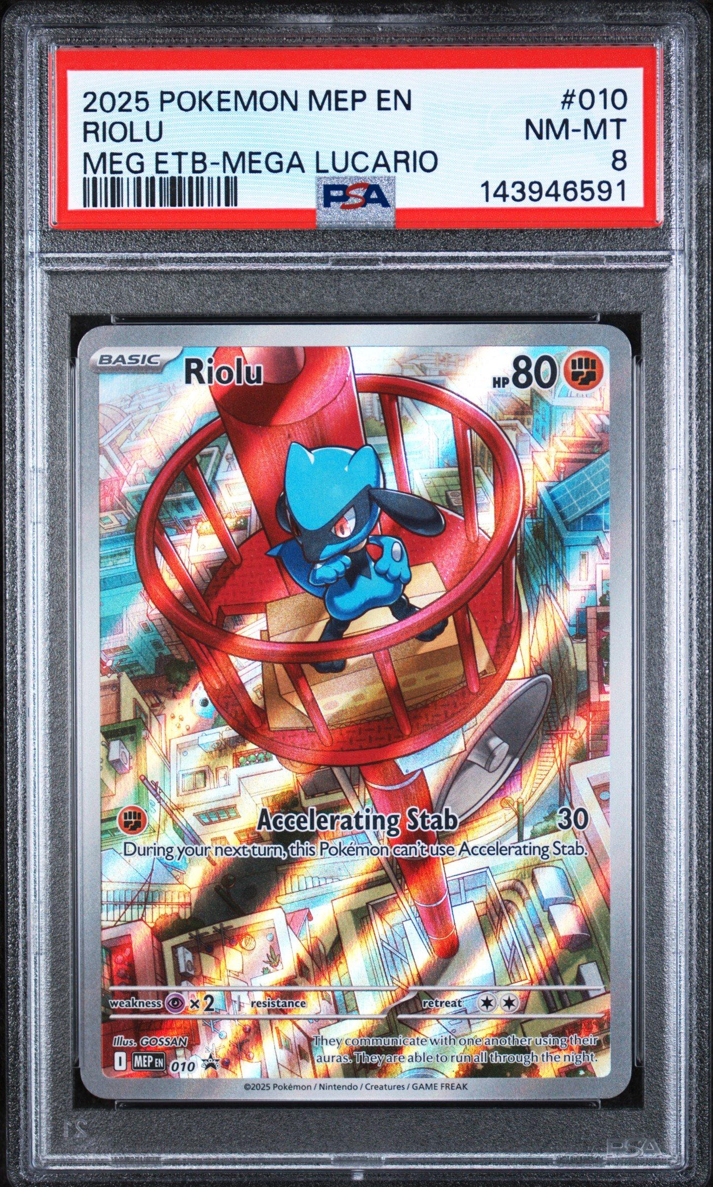 2025 Pokemon Mep En-me Black Star Promo 010 Riolu Mega Evolution