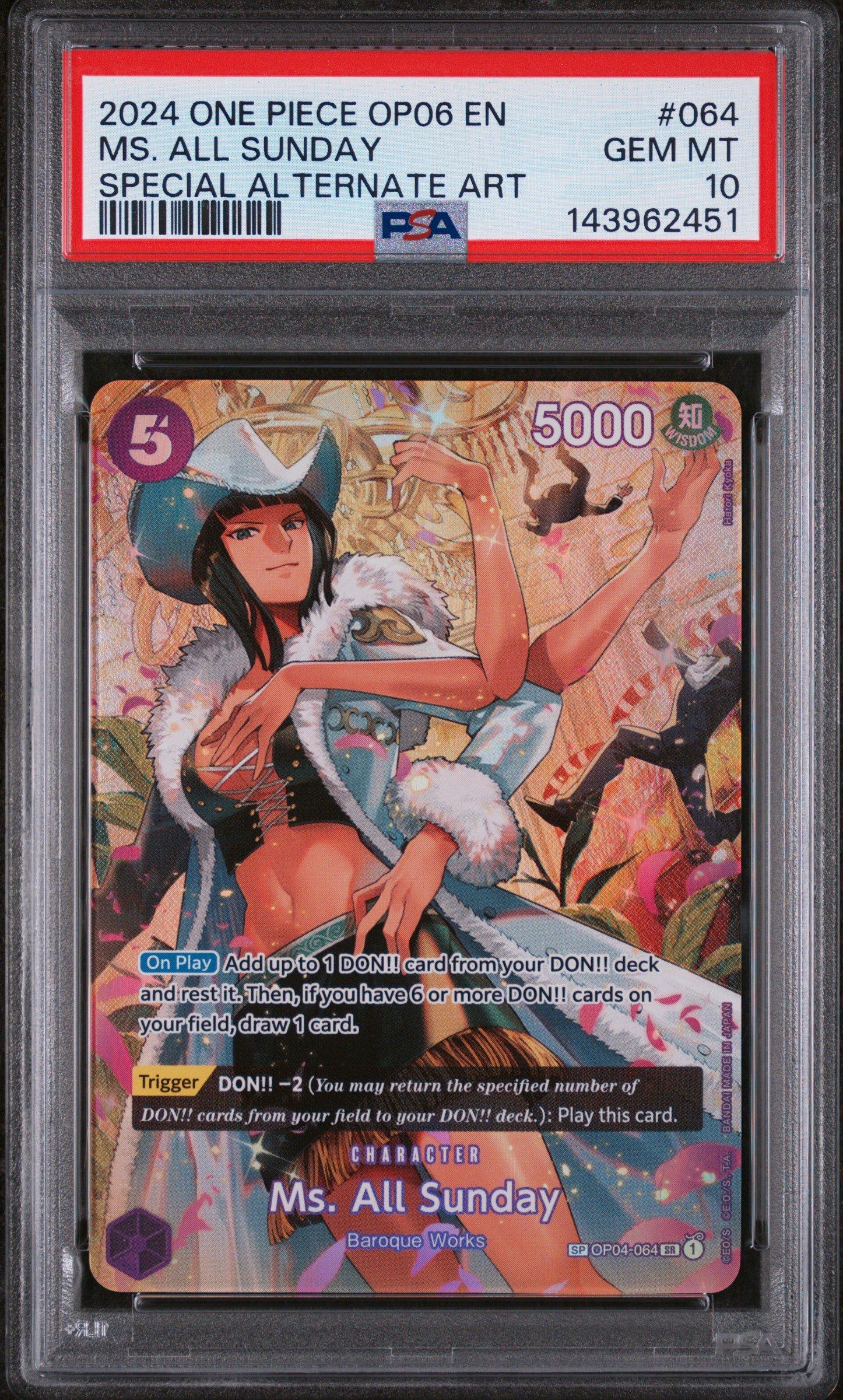 2024 One Piece Op06-wings Of The Captain 064 Ms. All Sunday Special Alternate Art PSA 10