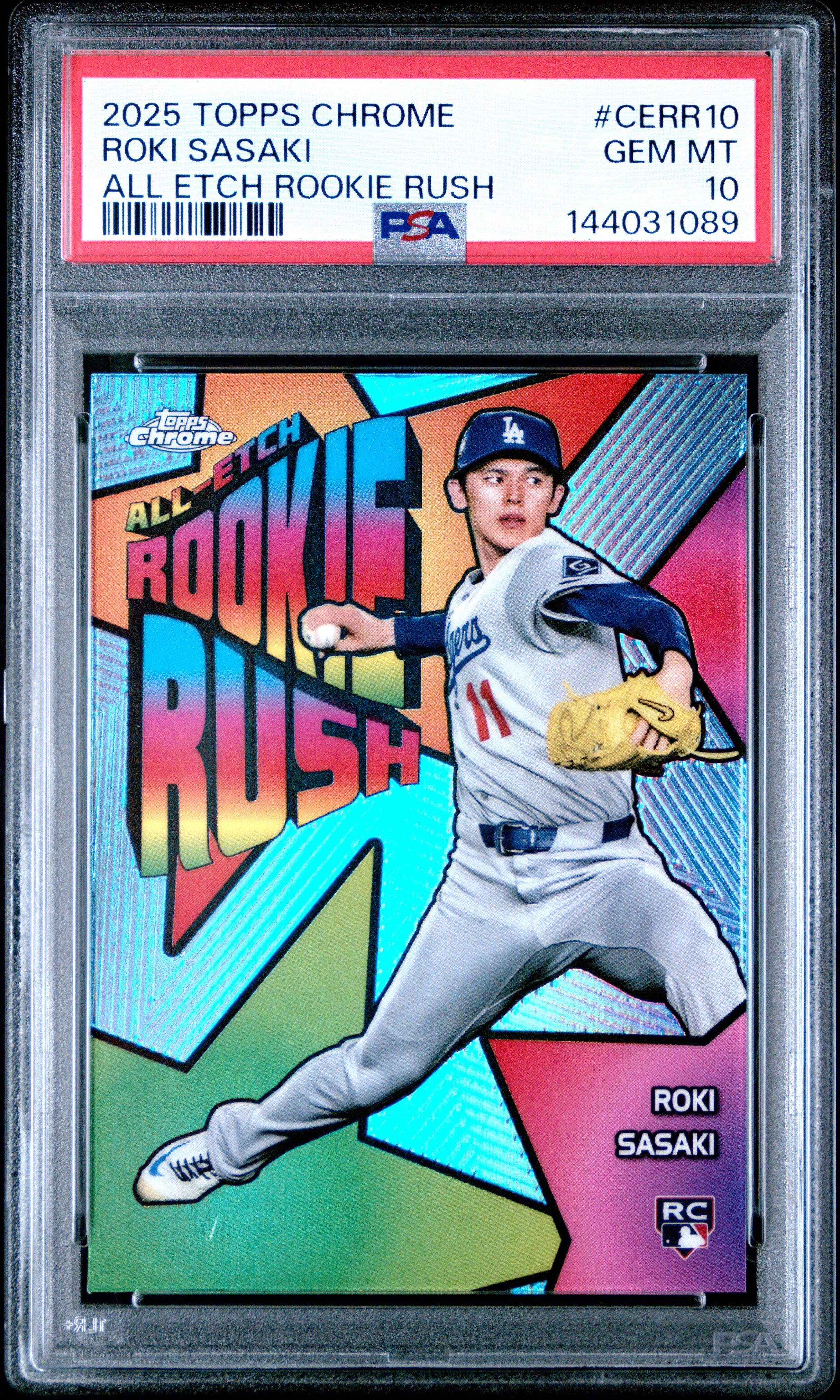 2025 Topps Chrome All Etch Rookie Rush Cerr10 Roki Sasaki PSA 10
