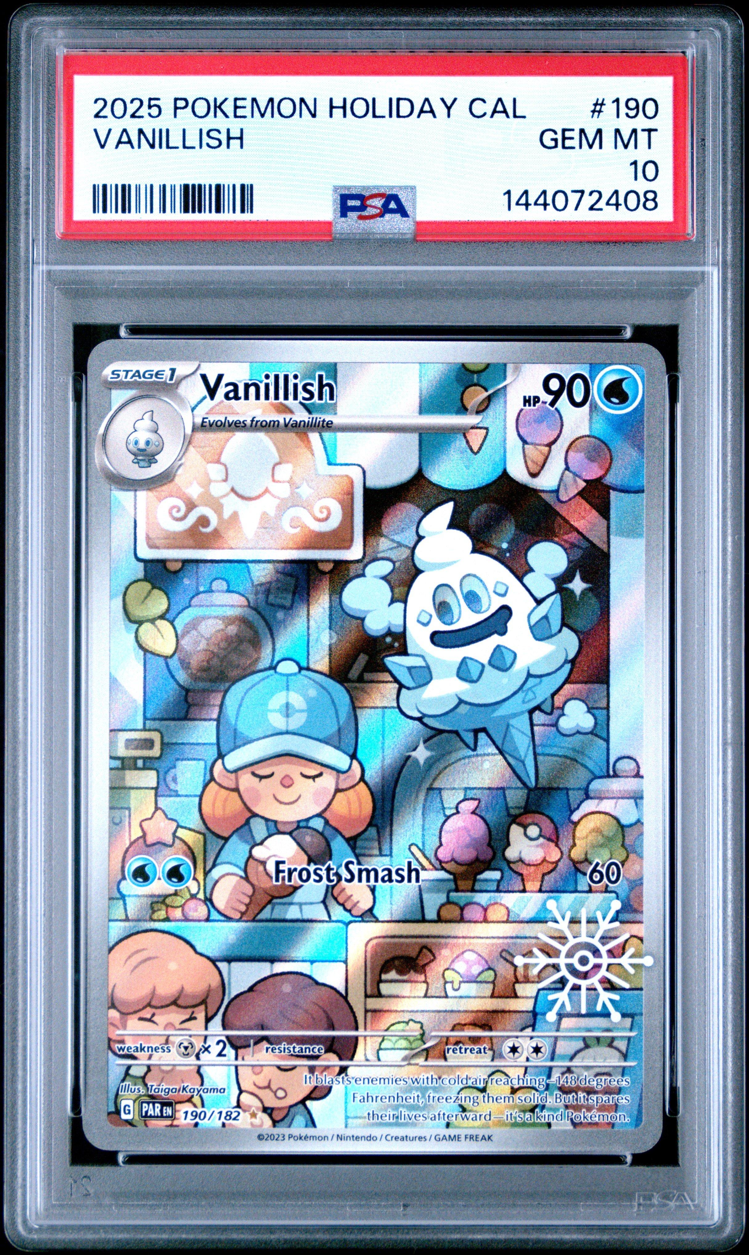 2025 Pokemon Holiday Calendar 190 Vanillish PSA 10 Graded Card | GameStop
