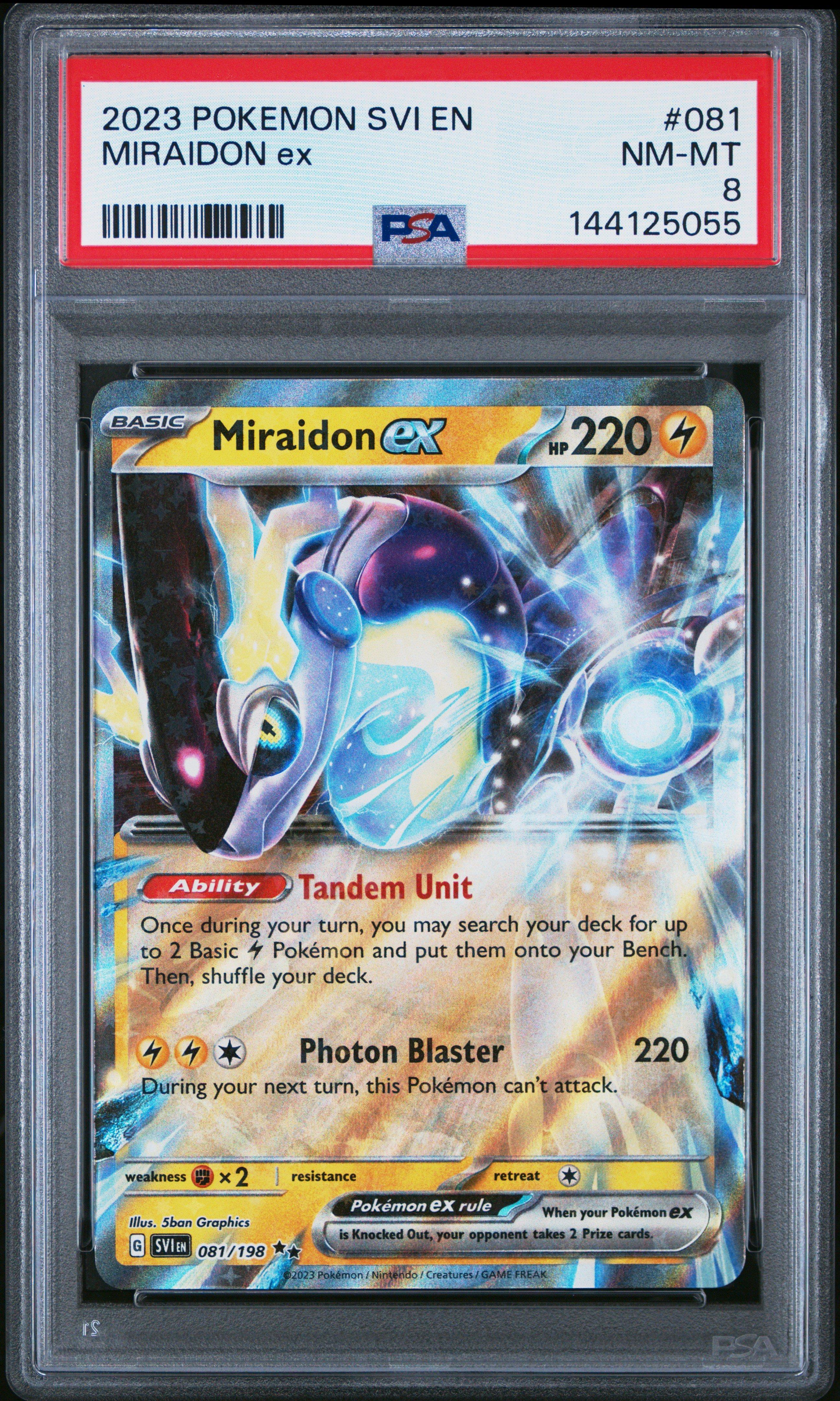 2023 Pokemon Svi En-scarlet & Violet 081 Miraidon Ex PSA 8 Graded