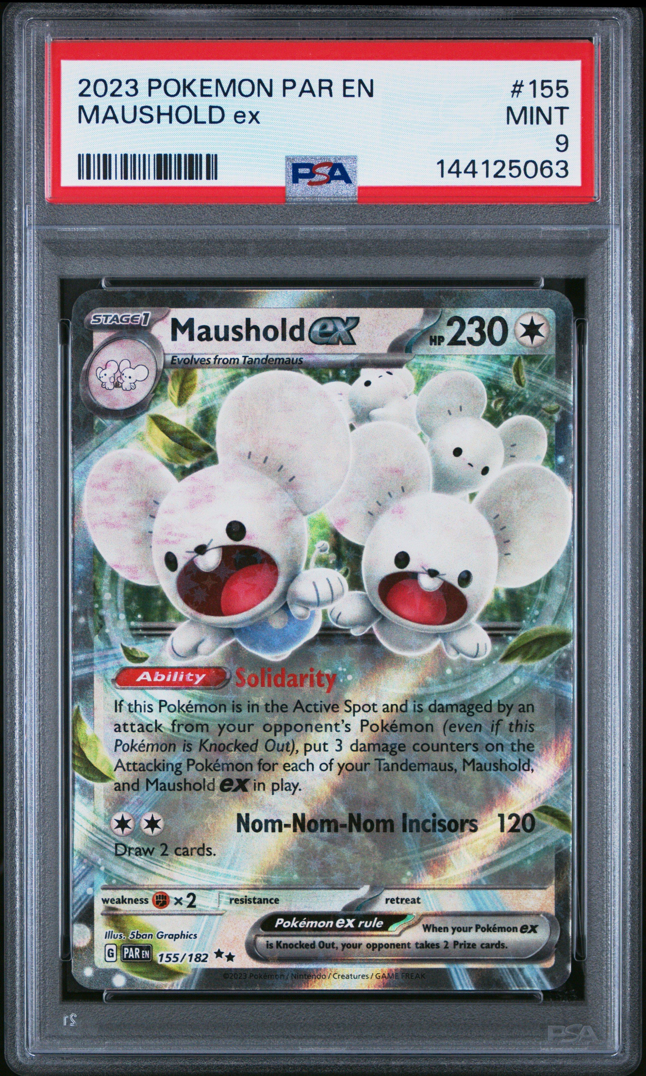 2023 Pokemon Par En-paradox Rift 155 Maushold Ex PSA 9 Graded Card