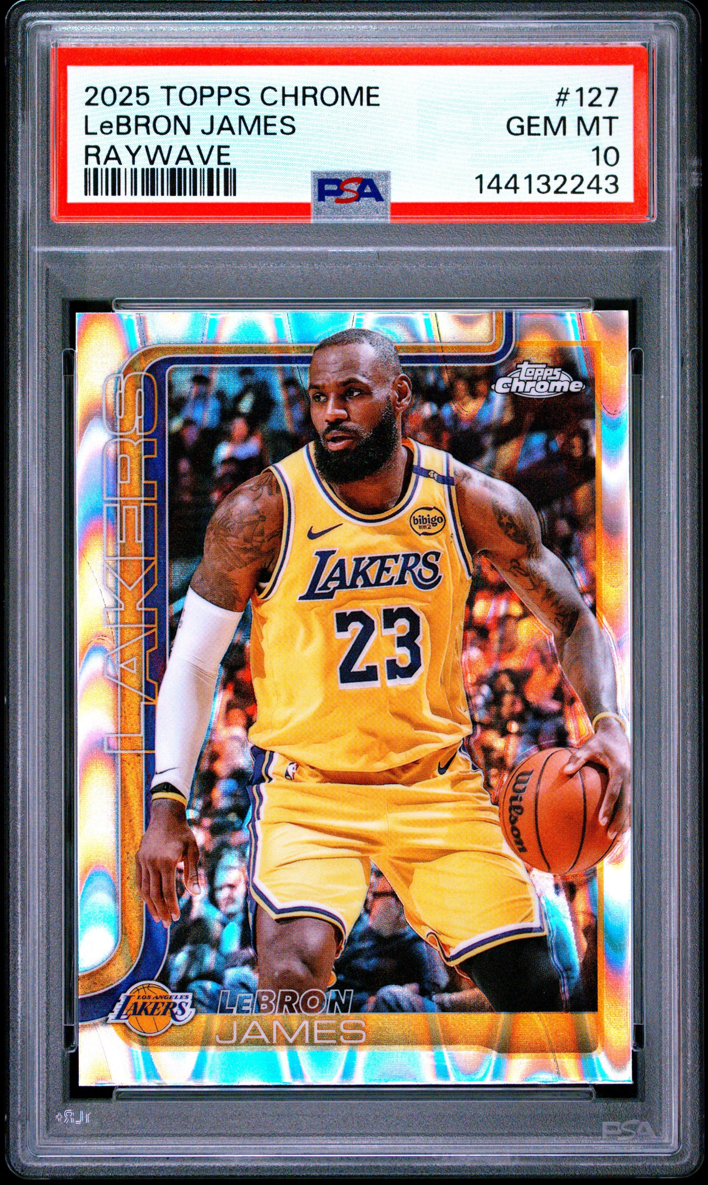 2025 Topps Chrome 127 Lebron James Raywave PSA 10