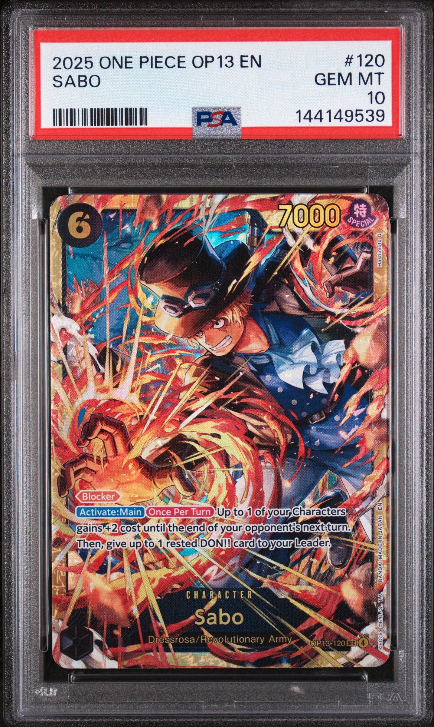 2025 ONE PIECE OP13 JP #120 サボ　psa10 2025 One Piece Op13-carrying On His Will 120 Sabo PSA 10 Graded