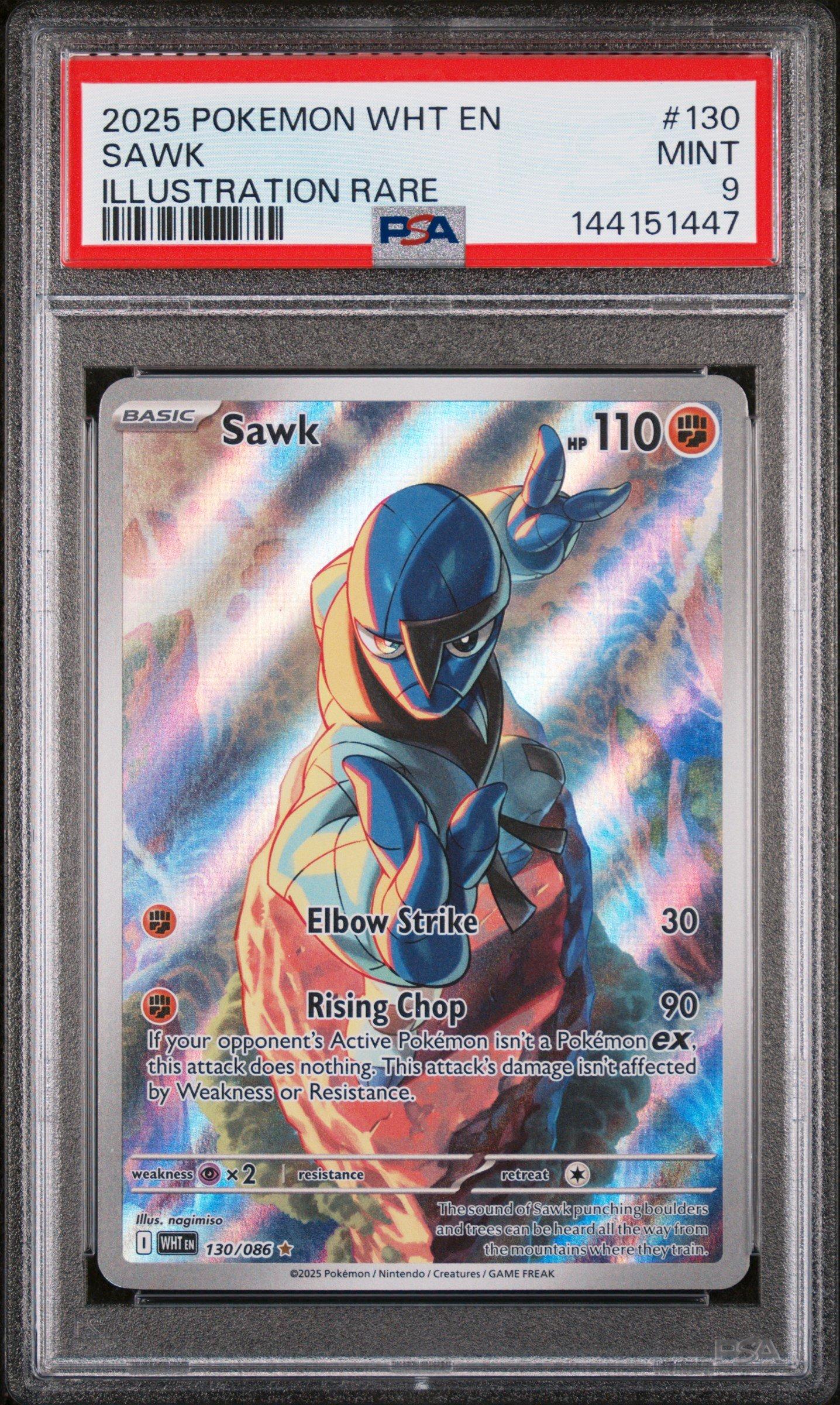 2025 Pokemon Wht En-white Flare 130 Sawk Illustration Rare PSA 9