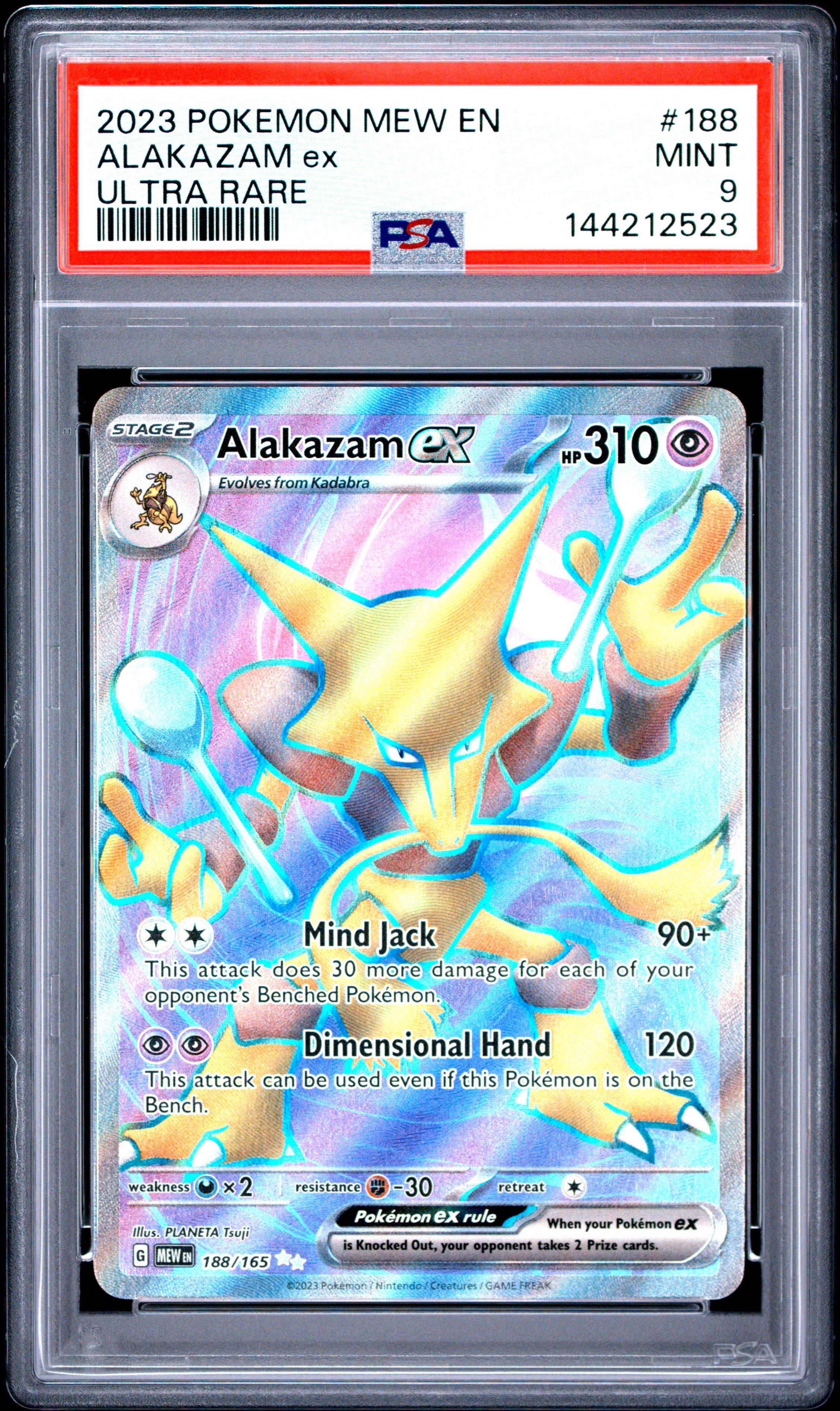 2023 Pokemon Mew En-151 188 Alakazam Ex Ultra Rare PSA 9 Graded