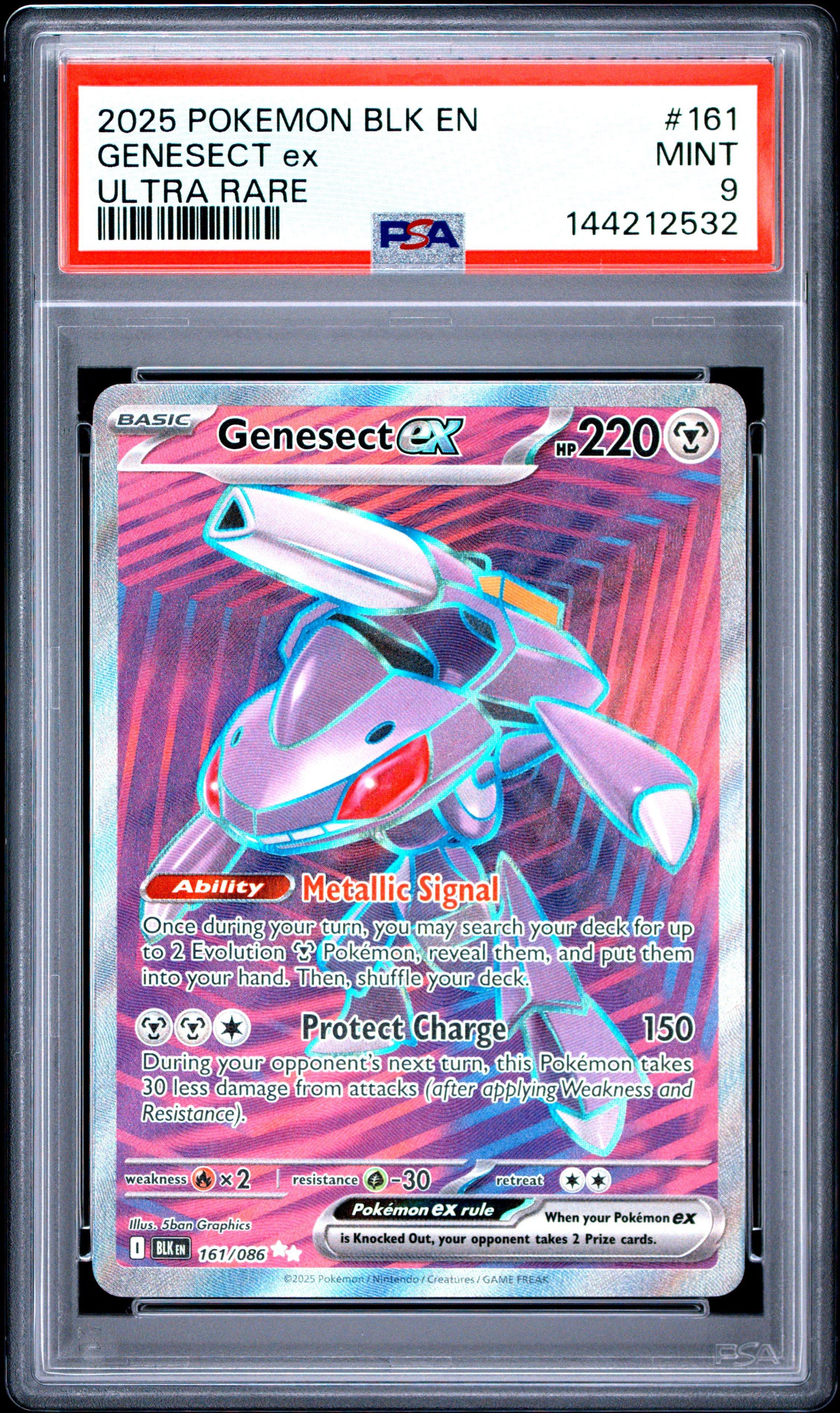 pokemon card genesect ex 2025 Pokemon Blk En-black Bolt 161 Genesect Ex Ultra Rare PSA 9 Graded Card