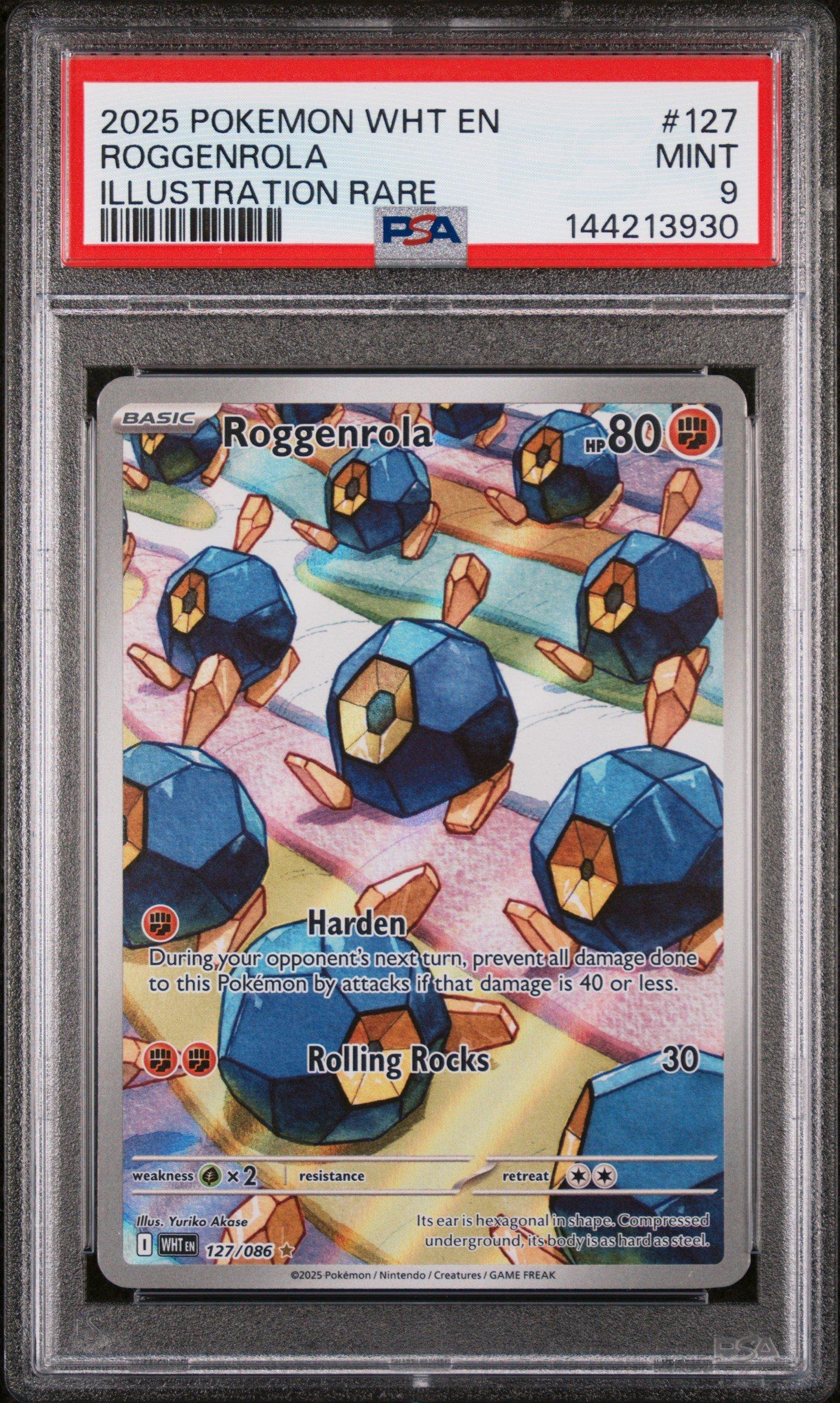 2025 Pokemon Wht En-white Flare 127 Roggenrola Illustration Rare PSA 9
