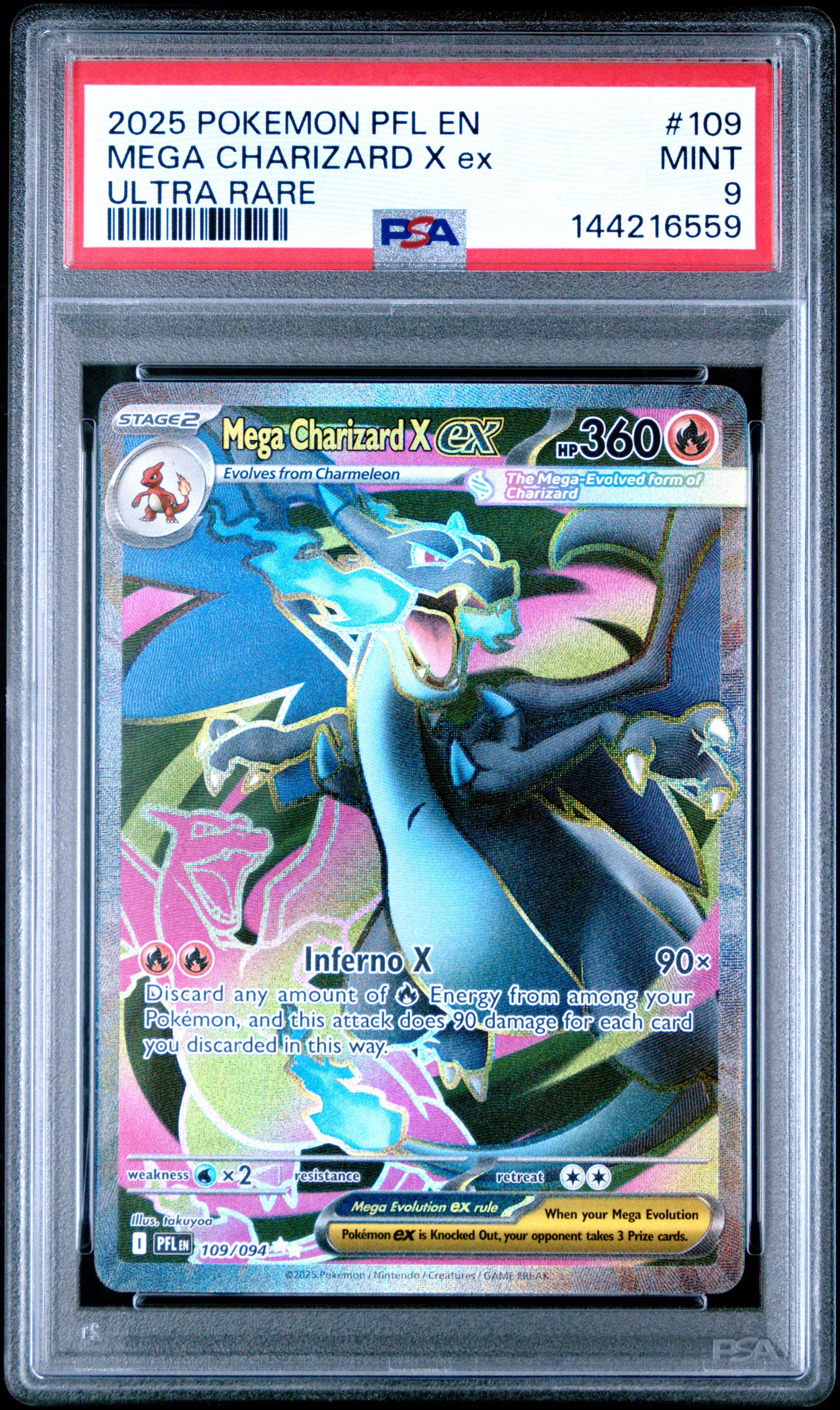 2025 Pokemon Pfl En-phantasmal Flames 109 Mega Charizard X Ex