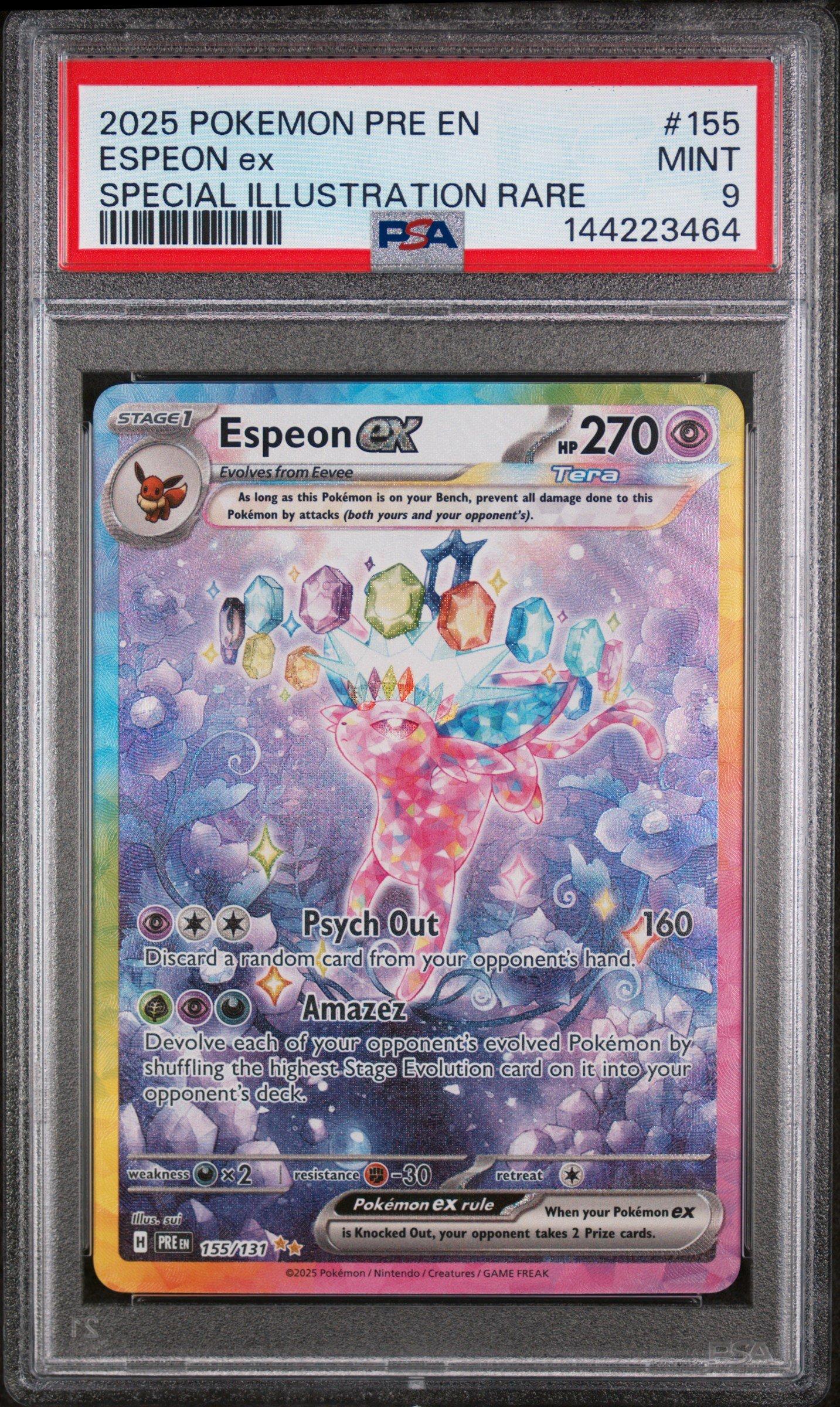 2025 Pokemon Pre En-prismatic Evolutions 155 Espeon Ex Special Illustration  Rare PSA 9 Graded Card | GameStop