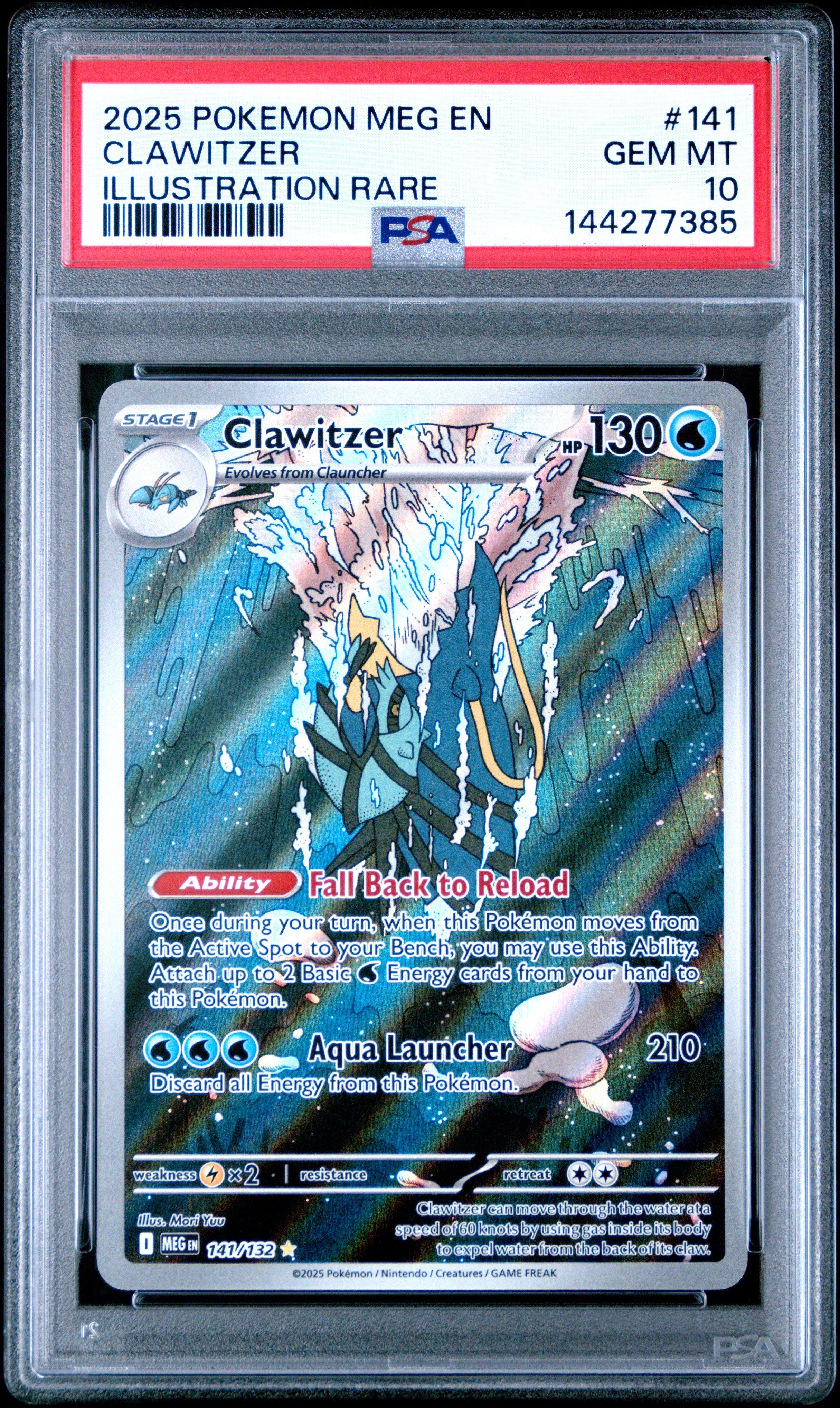 pokemon clawitzer card 2025 Pokemon Meg En-mega Evolution 141 Clawitzer Illustration Rare PSA 10  Graded Card