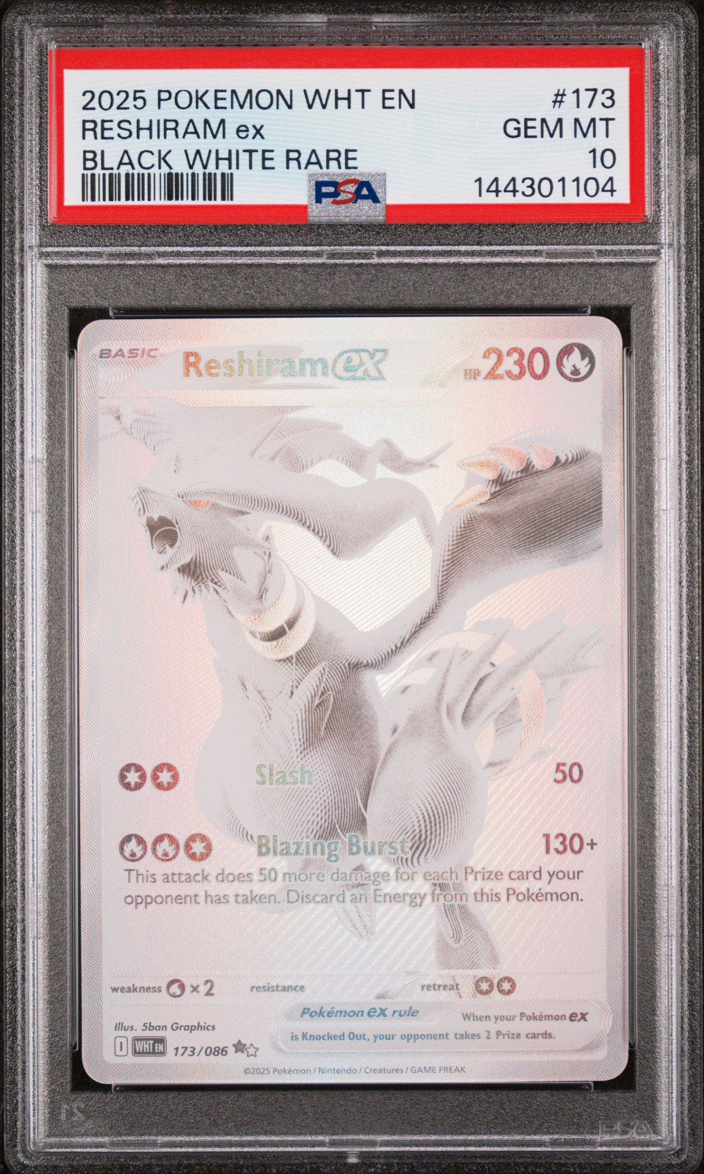 2025 Pokemon Wht En-white Flare 173 Reshiram Ex Black White Rare