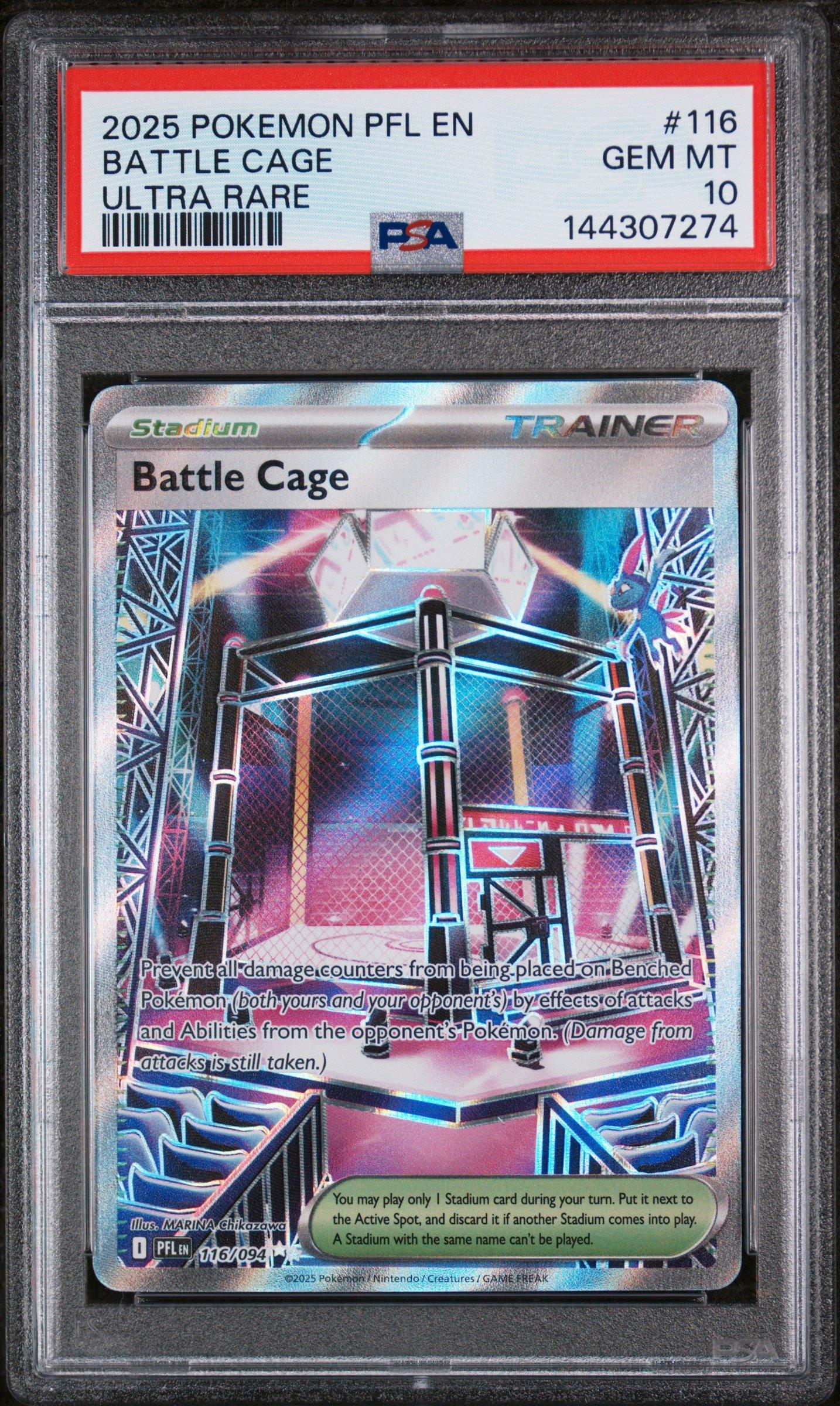 2025 Pokemon Pfl En-phantasmal Flames 116 Battle Cage Ultra Rare PSA 10