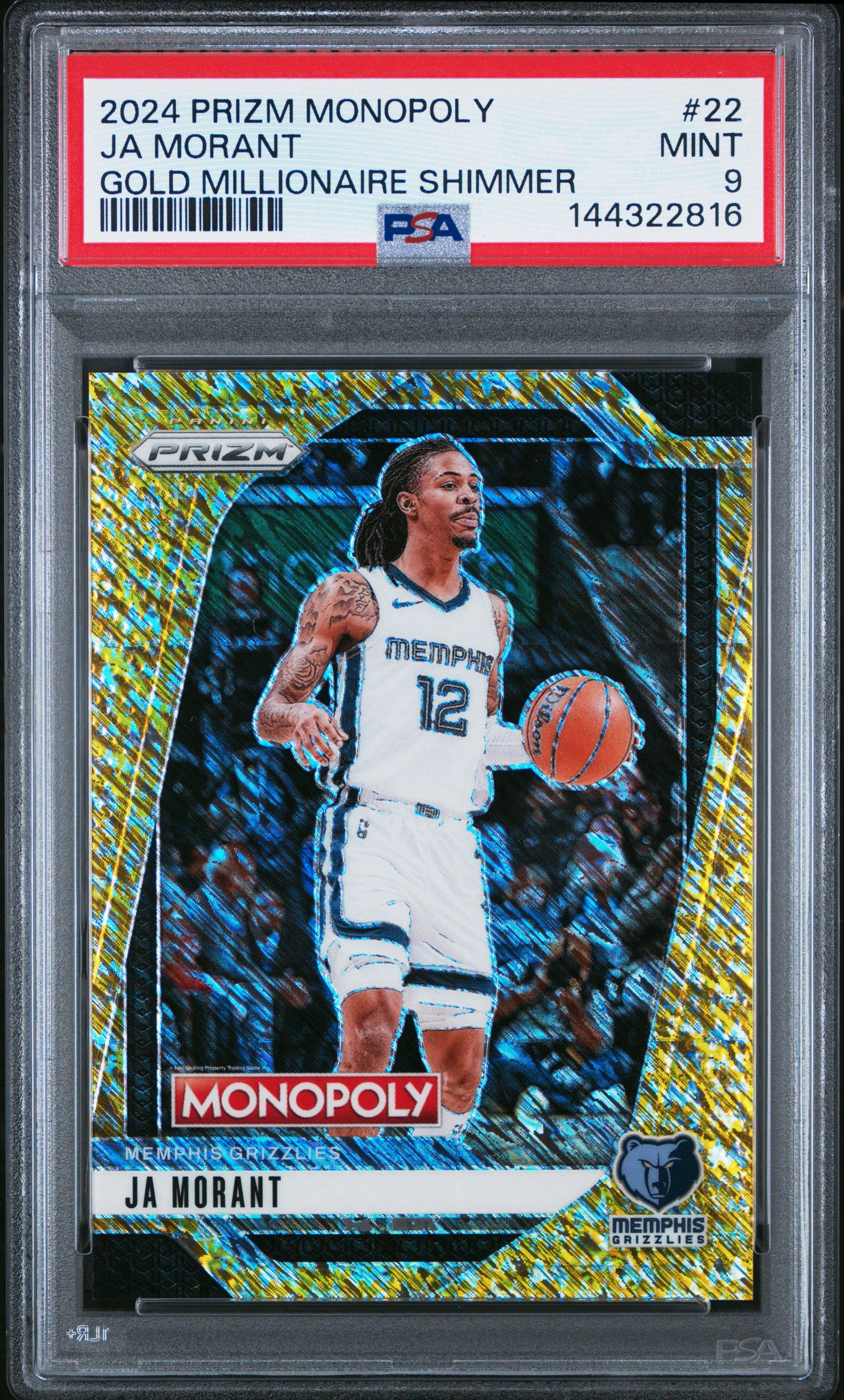 2024 Panini Prizm Monopoly 22 Ja Morant Gold Millionaire Shimmer