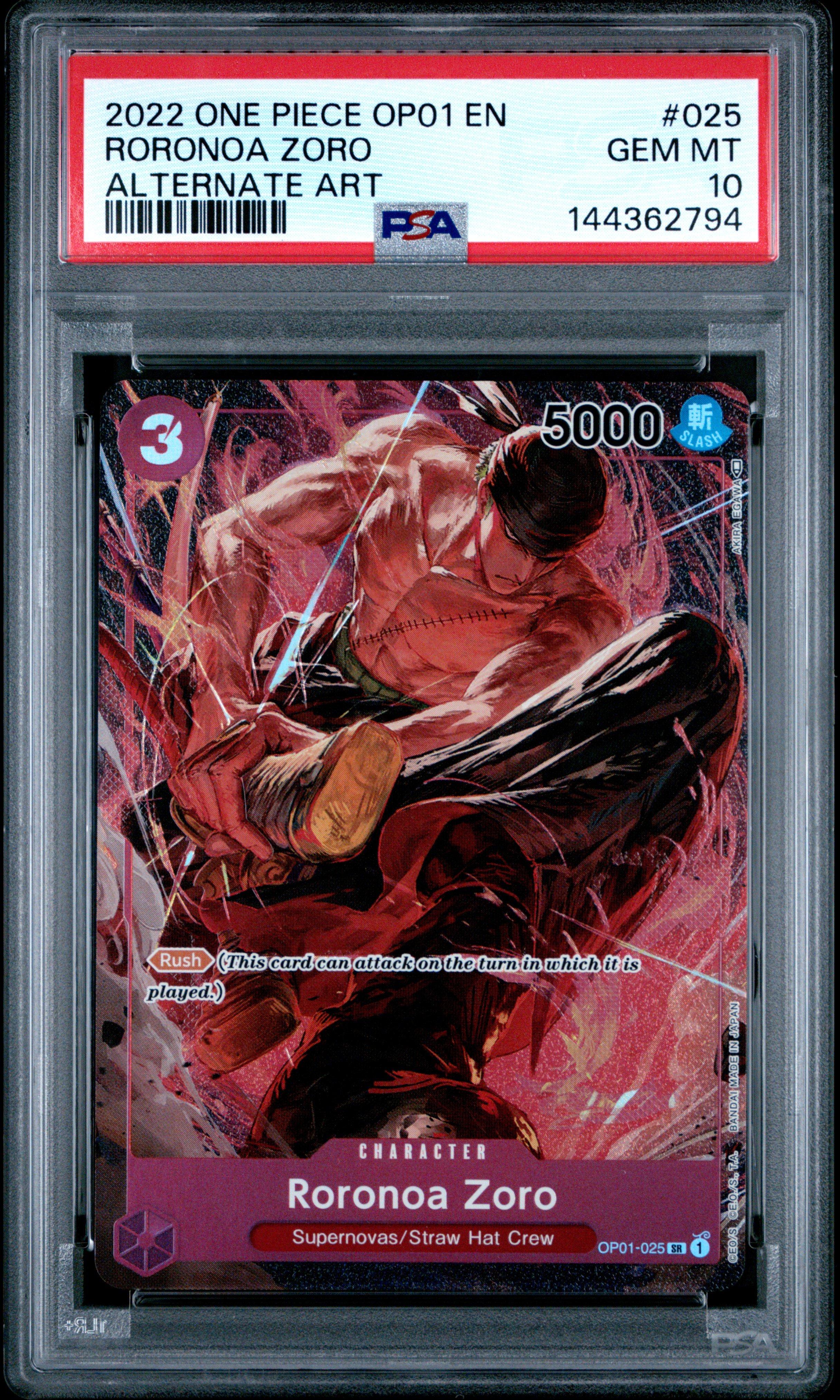 2022 One Piece Op01-romance Dawn 025 Roronoa Zoro Alternate Art