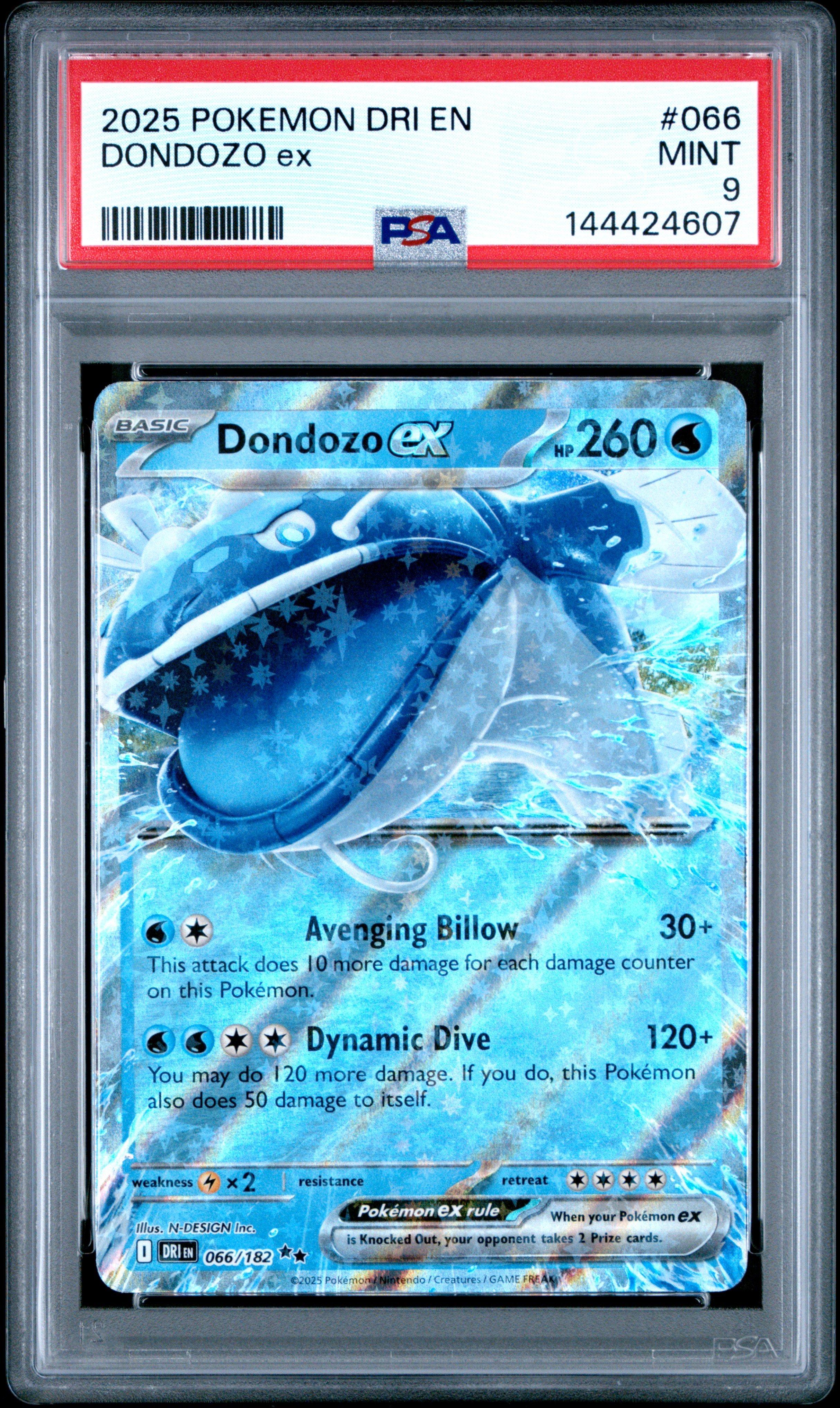 dondozo pokemon card 2025 Pokemon Dri En-destined Rivals 066 Dondozo Ex PSA 9 Graded Card