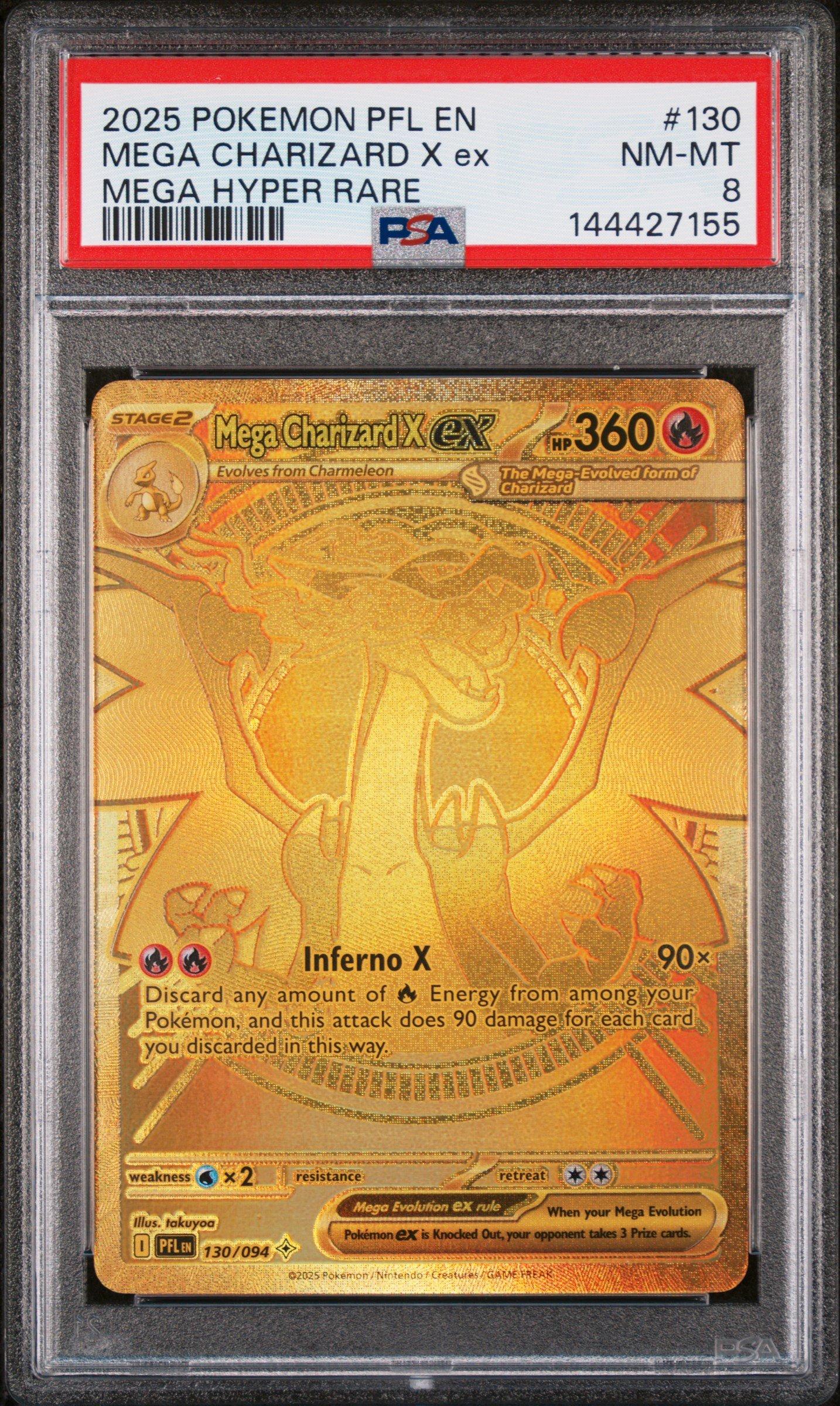 2025 Pokemon Pfl En-phantasmal Flames 130 Mega Charizard X Ex Mega Hyper  Rare PSA 8 Graded Card | GameStop