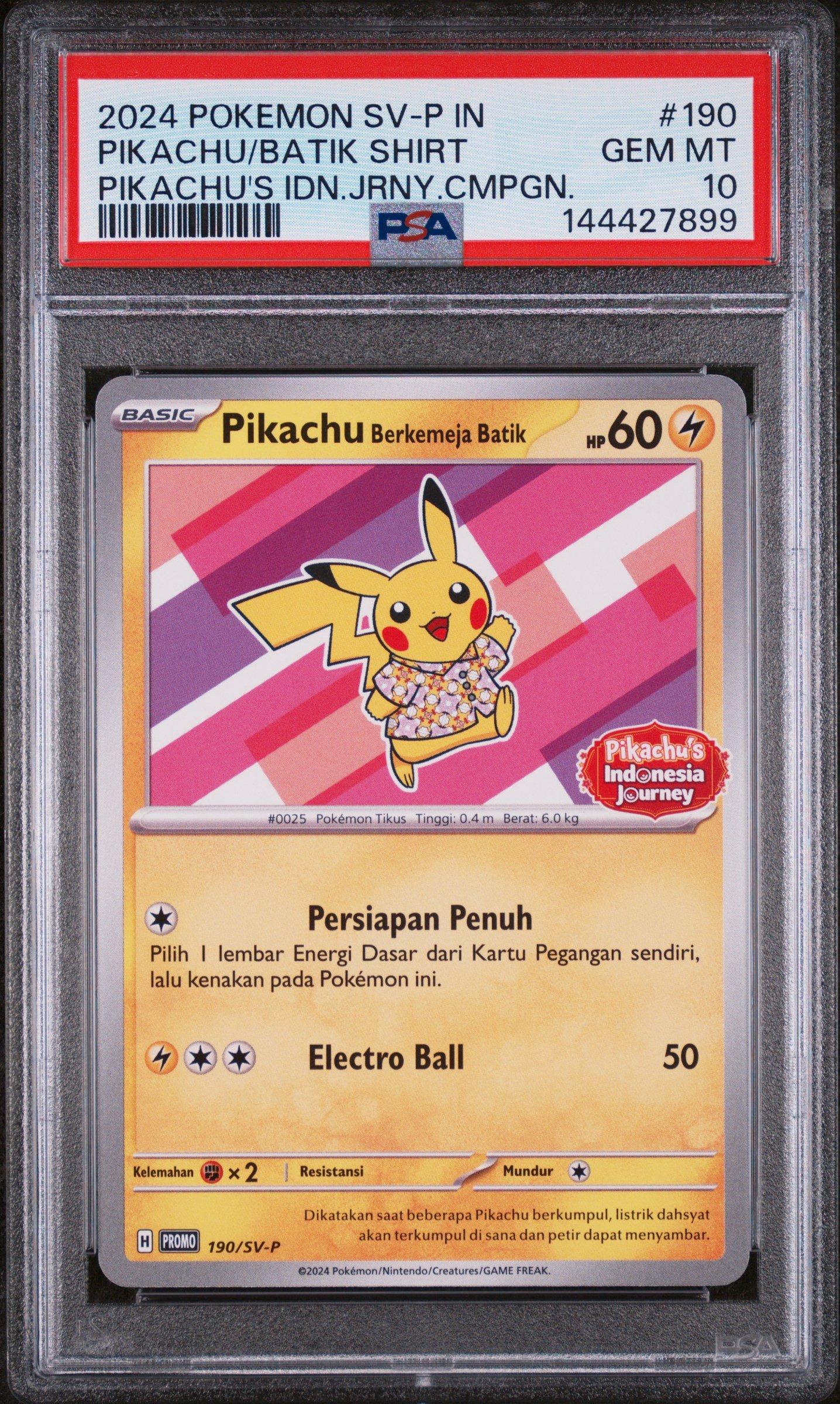 2024 Pokemon Indonesian Sv-p Promo 190 Pikachu In Batik Shirt