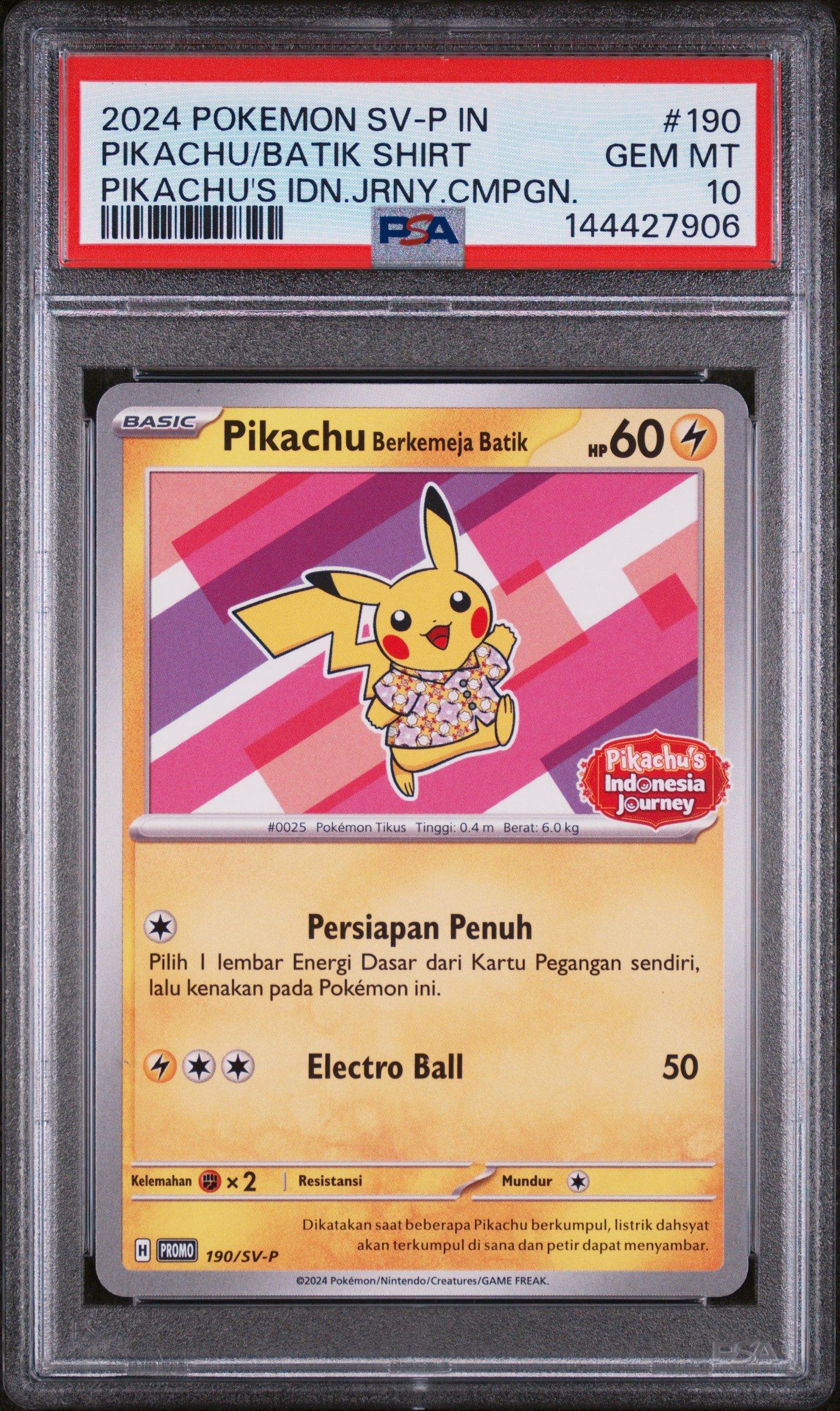 2024 Pokemon Indonesian Sv-p Promo 190 Pikachu In Batik Shirt