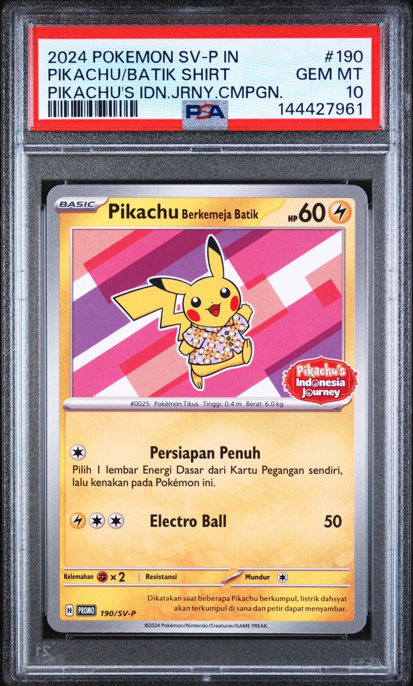 PSA10 ピカチュウ Batik Shirt 3枚セット 2024 Pokemon Indonesian Sv-p Promo 190 Pikachu In Batik Shirt