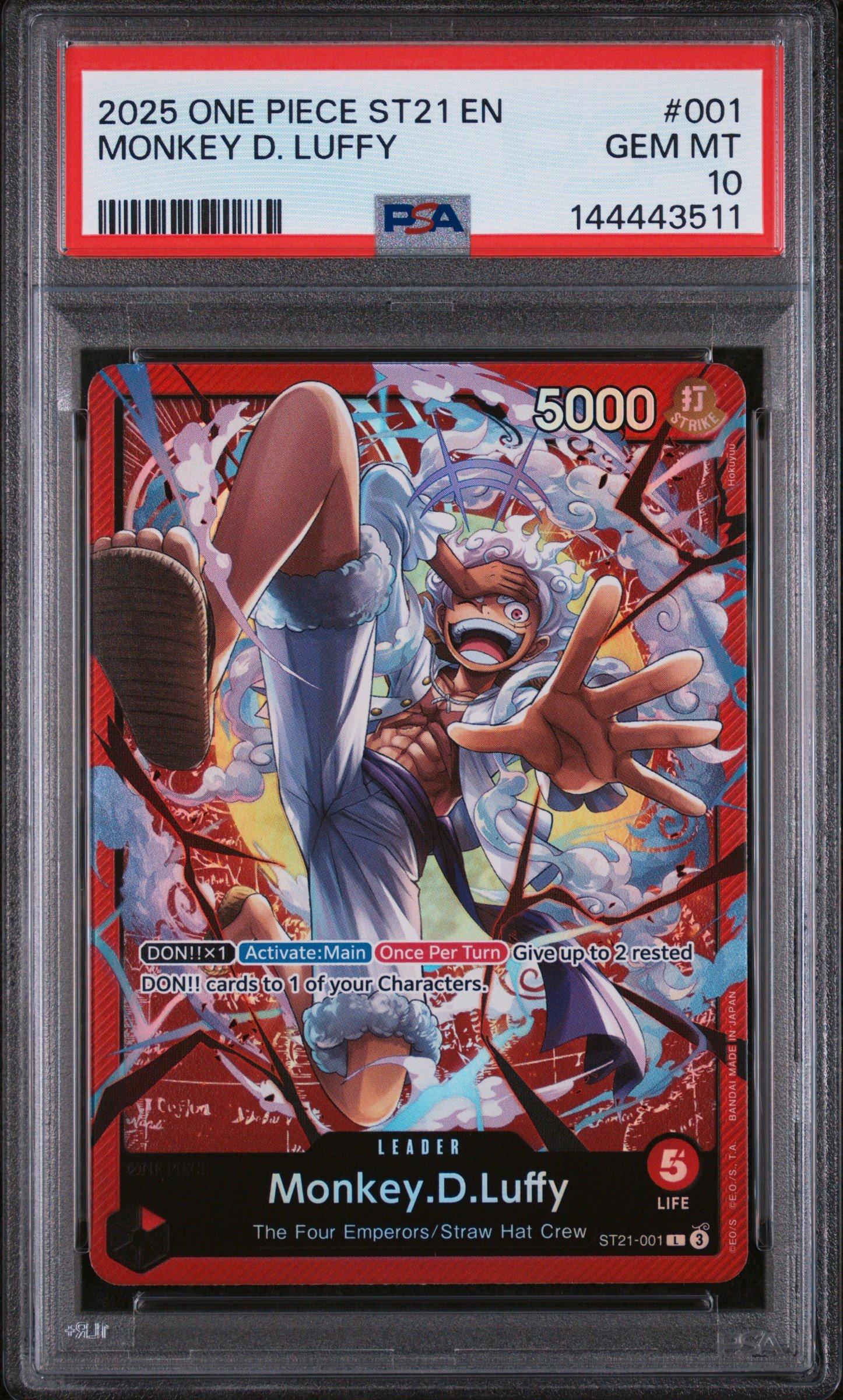 2025 One Piece Starter Deck St21-ex Gear 5 001 Monkey D. Luffy PSA