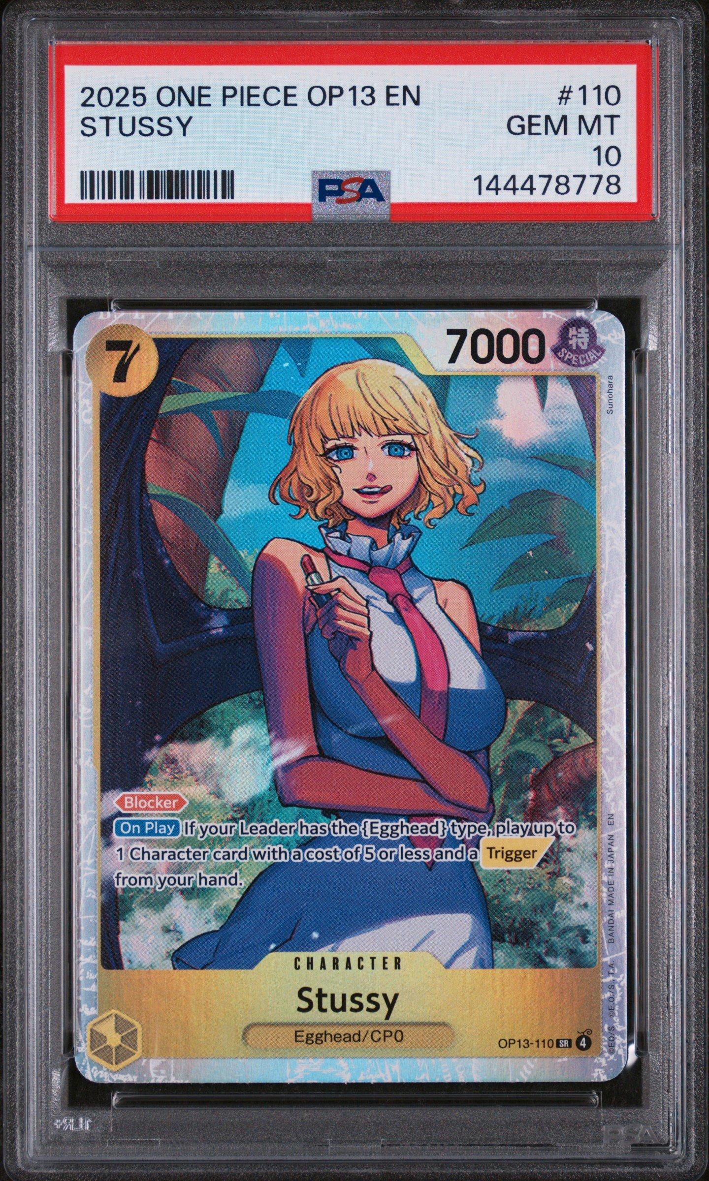 2025 One Piece Op13-carrying On His Will 110 Stussy PSA 10 Graded