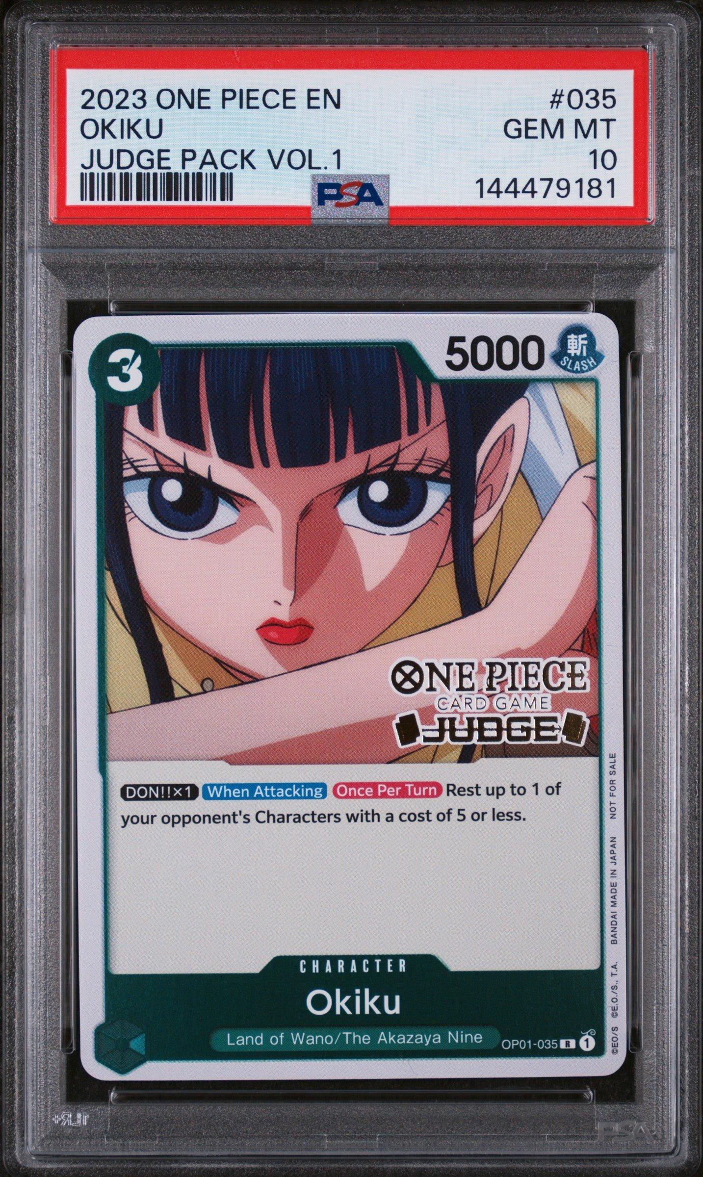2023 One Piece Judge Pack Volume 1 035 Okiku PSA 10 Graded Card