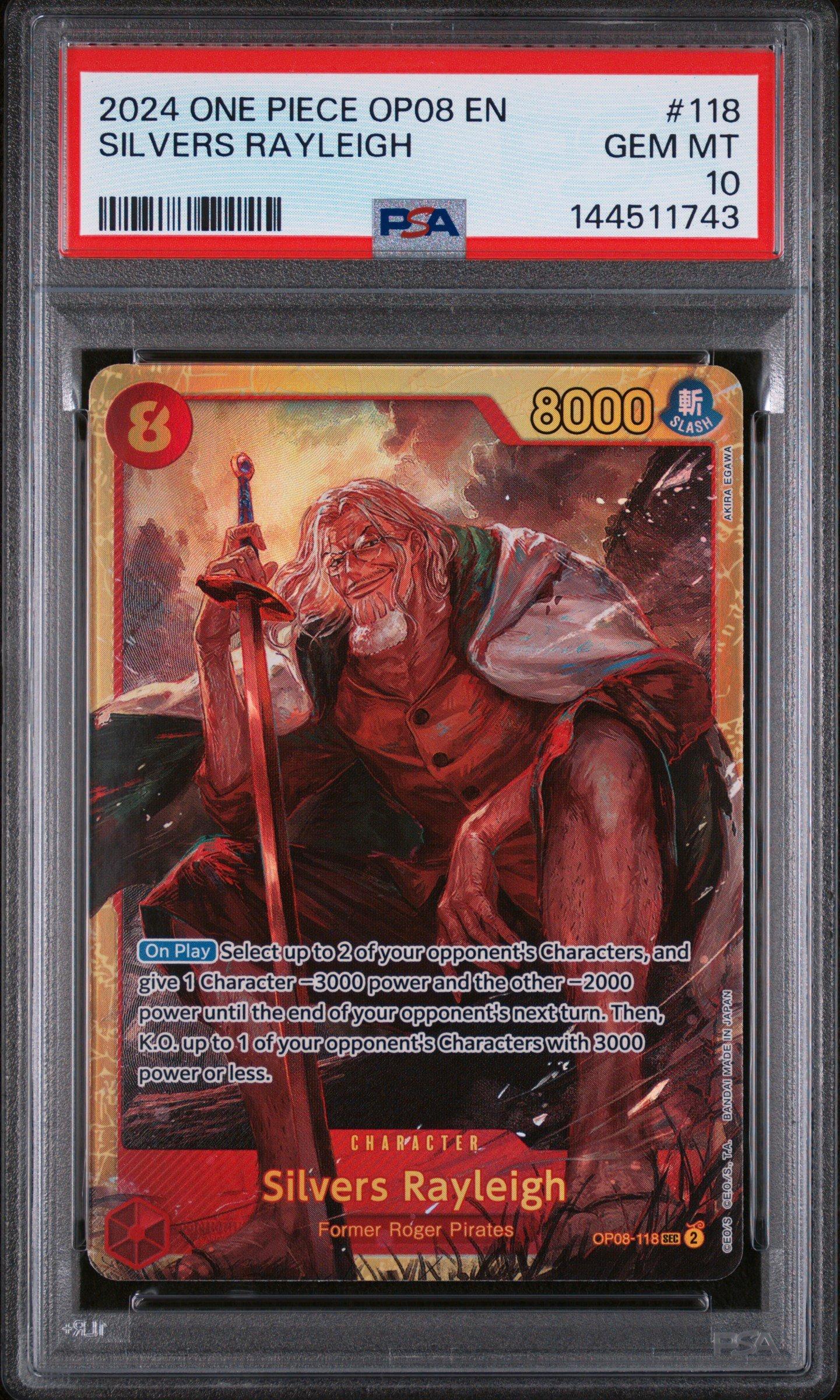 2024 ONE PIECE シルバーズ・レイリー #118 GEM MT 10 2024 One Piece Op08-two Legends 118 Silvers Rayleigh PSA 10 Graded