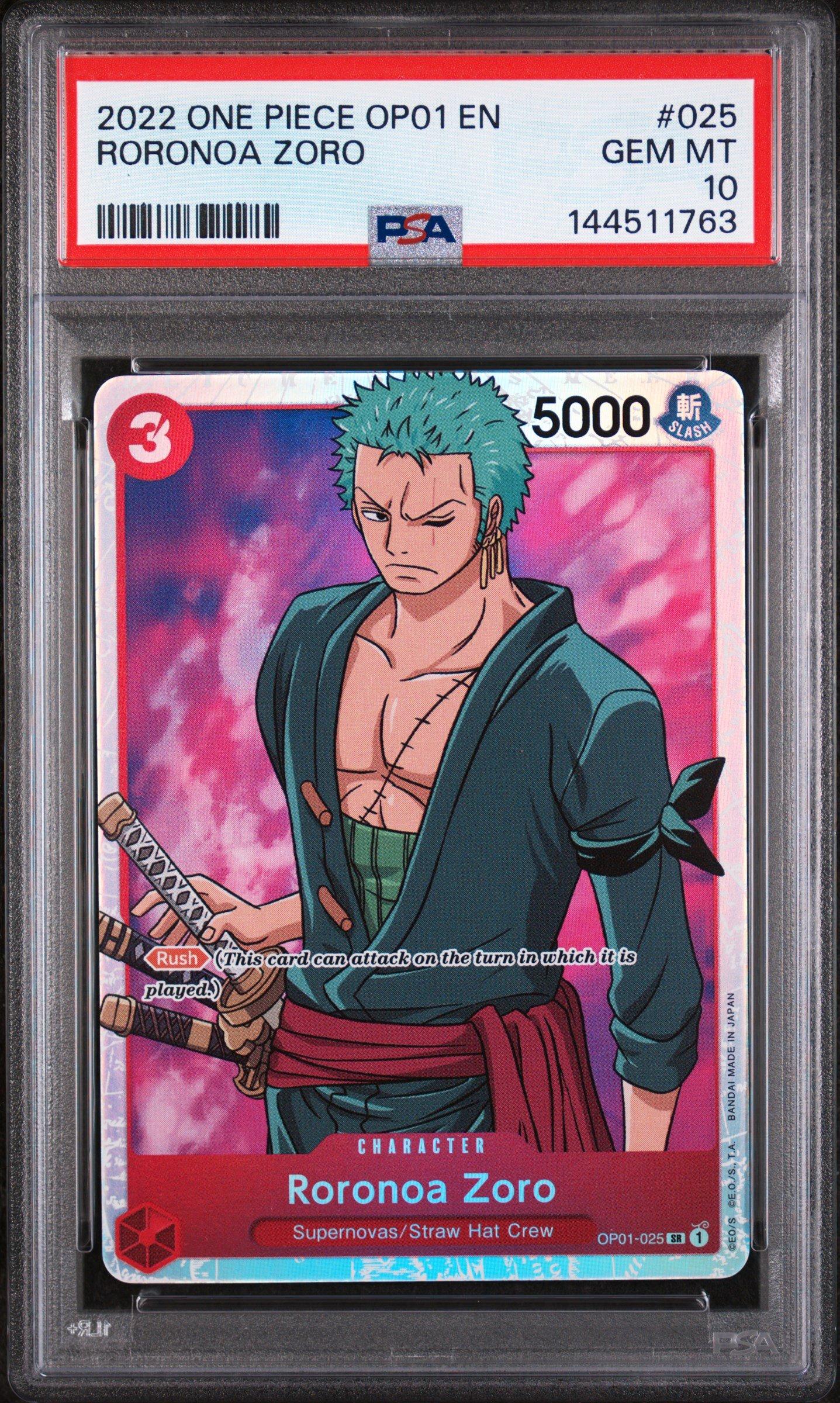 2022 One Piece Op01-romance Dawn 025 Roronoa Zoro PSA 10 Graded