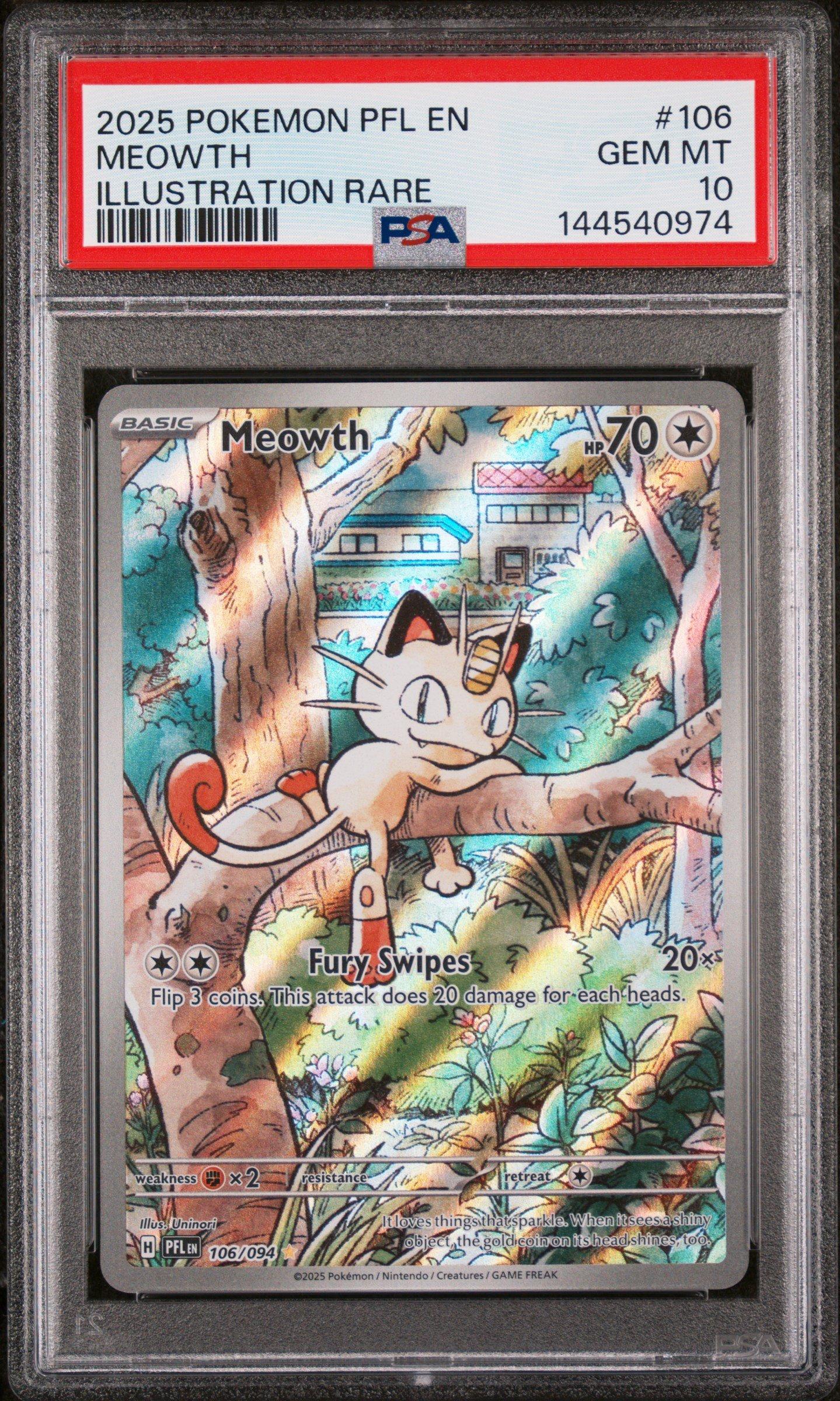 2025 Pokemon Pfl En-phantasmal Flames 106 Meowth Illustration Rare
